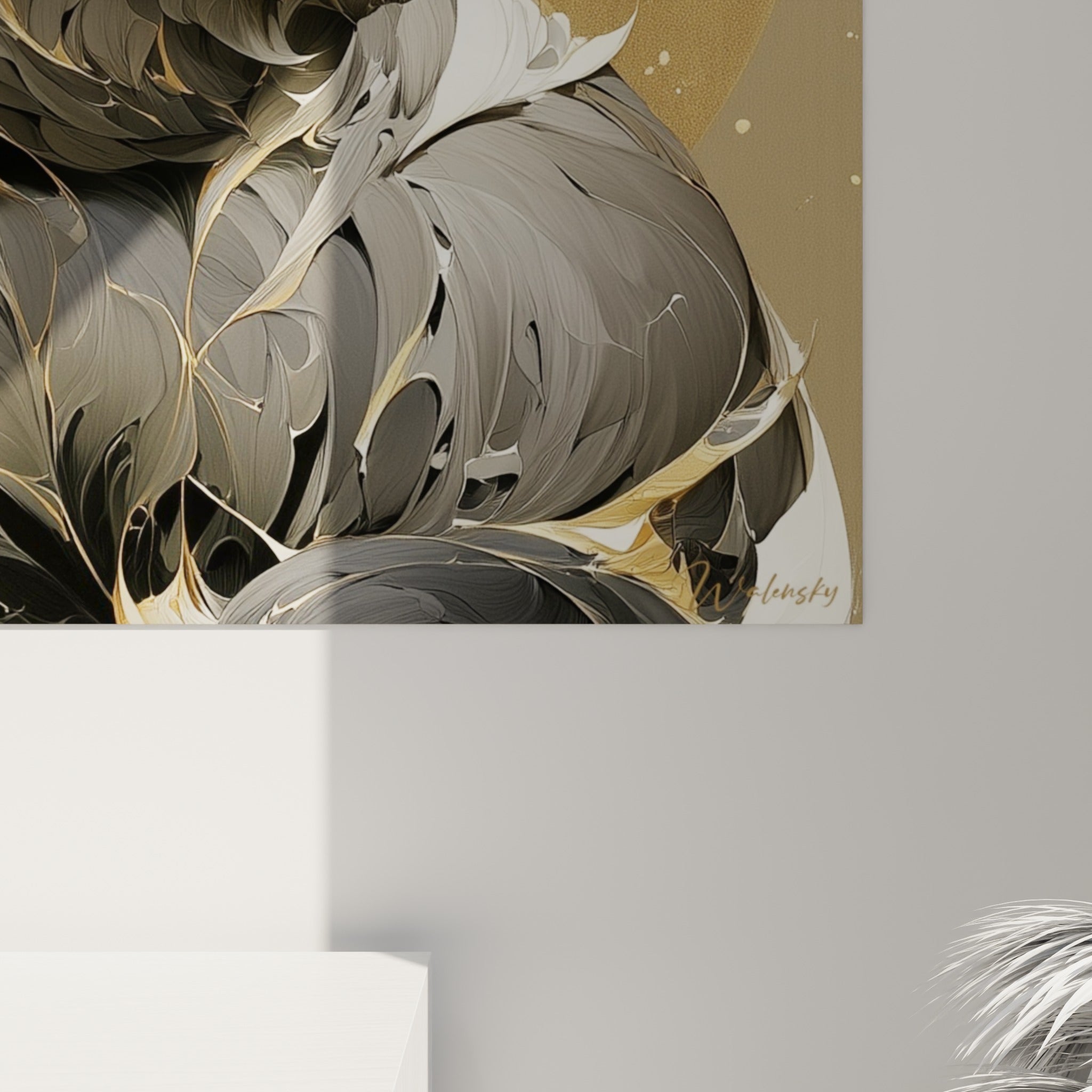 Détail de la toile montrant les mèches dorées et empâtements gris du pelage de l'ours brun