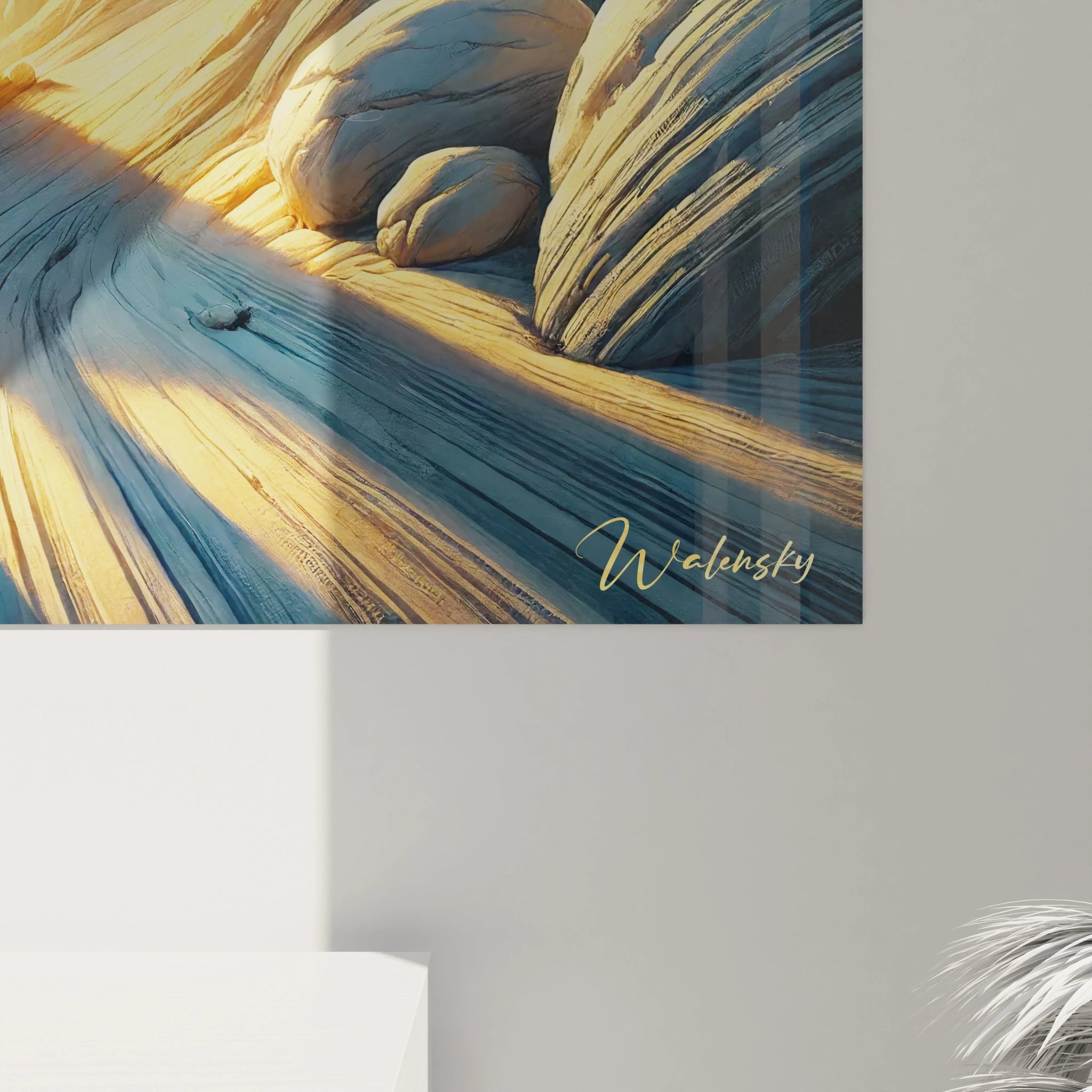 Découvrez chaque détail de ce tableau Coucher de Soleil avec une vue rapprochée. Les textures des rochers et les couleurs vives capturent l'essence du désert à la tombée de la nuit.