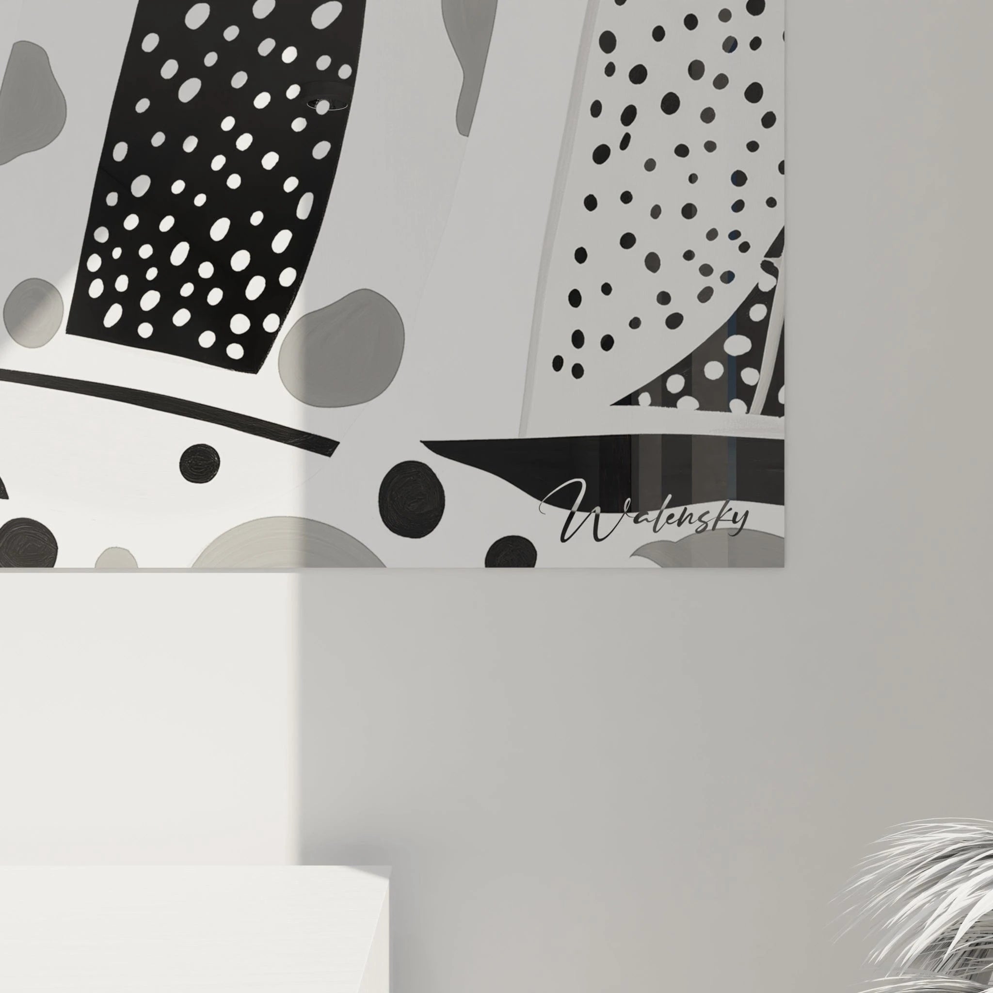 Tableau Palmes Mouchetées - édition tacheté noir et blanc - Walensky