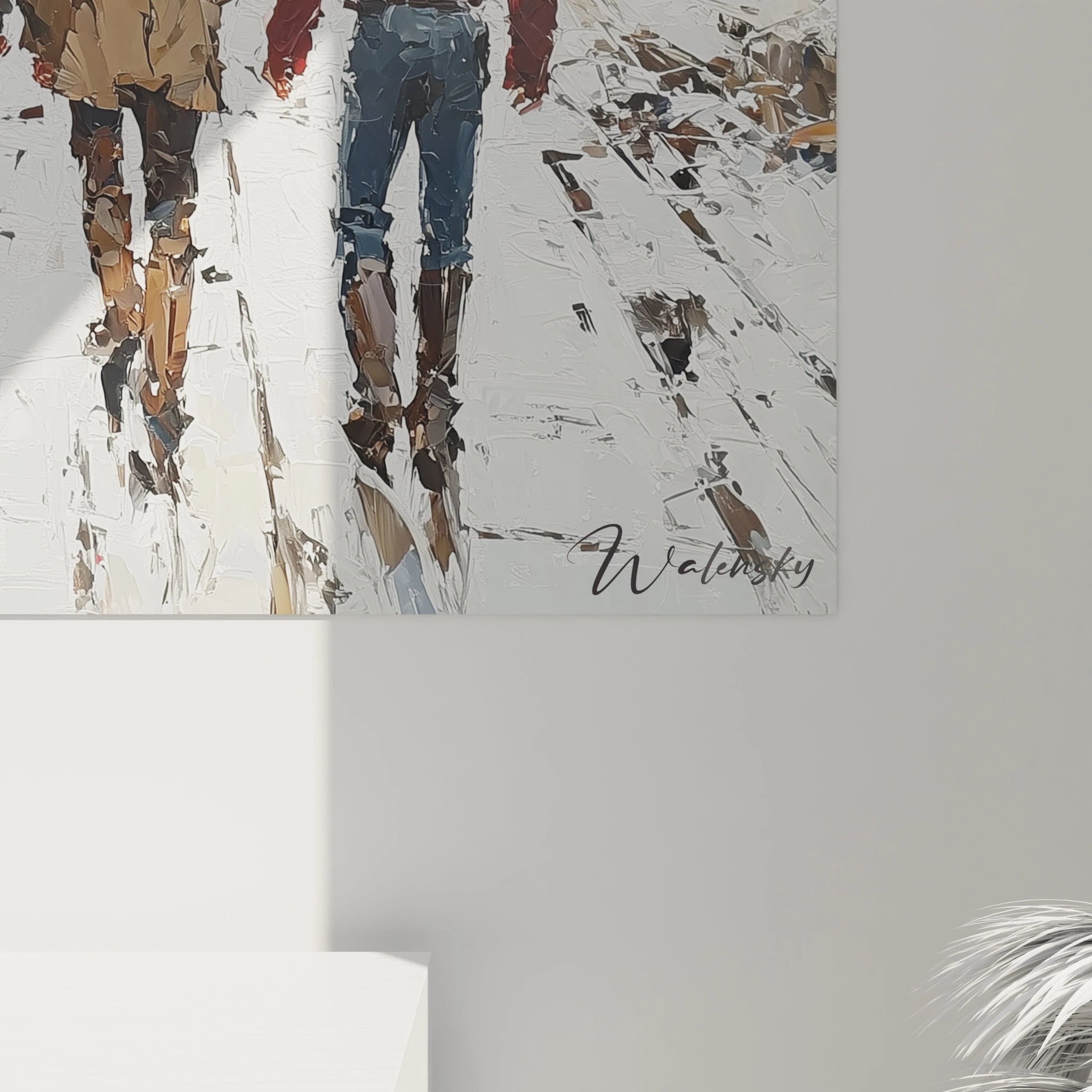 Tableau mural Walensky peinture texturée montrant deux silhouettes marchant vue des jambes tableau révolution française