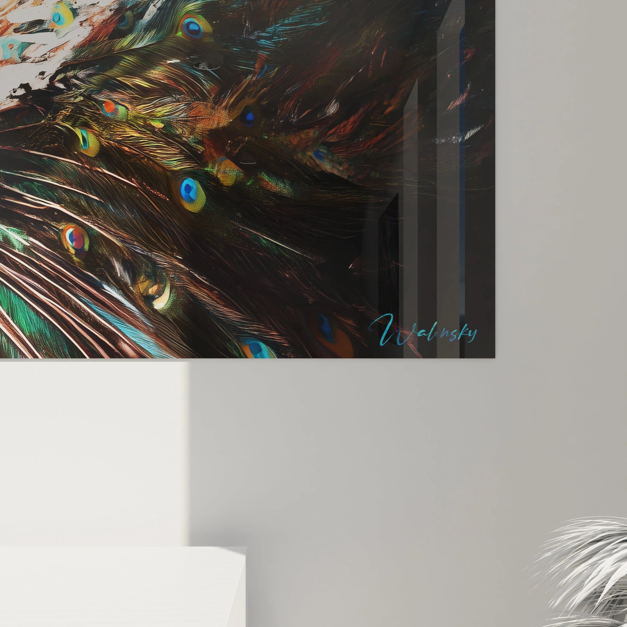 Tableau Paon éventail d'émeraude - édition paon - Walensky