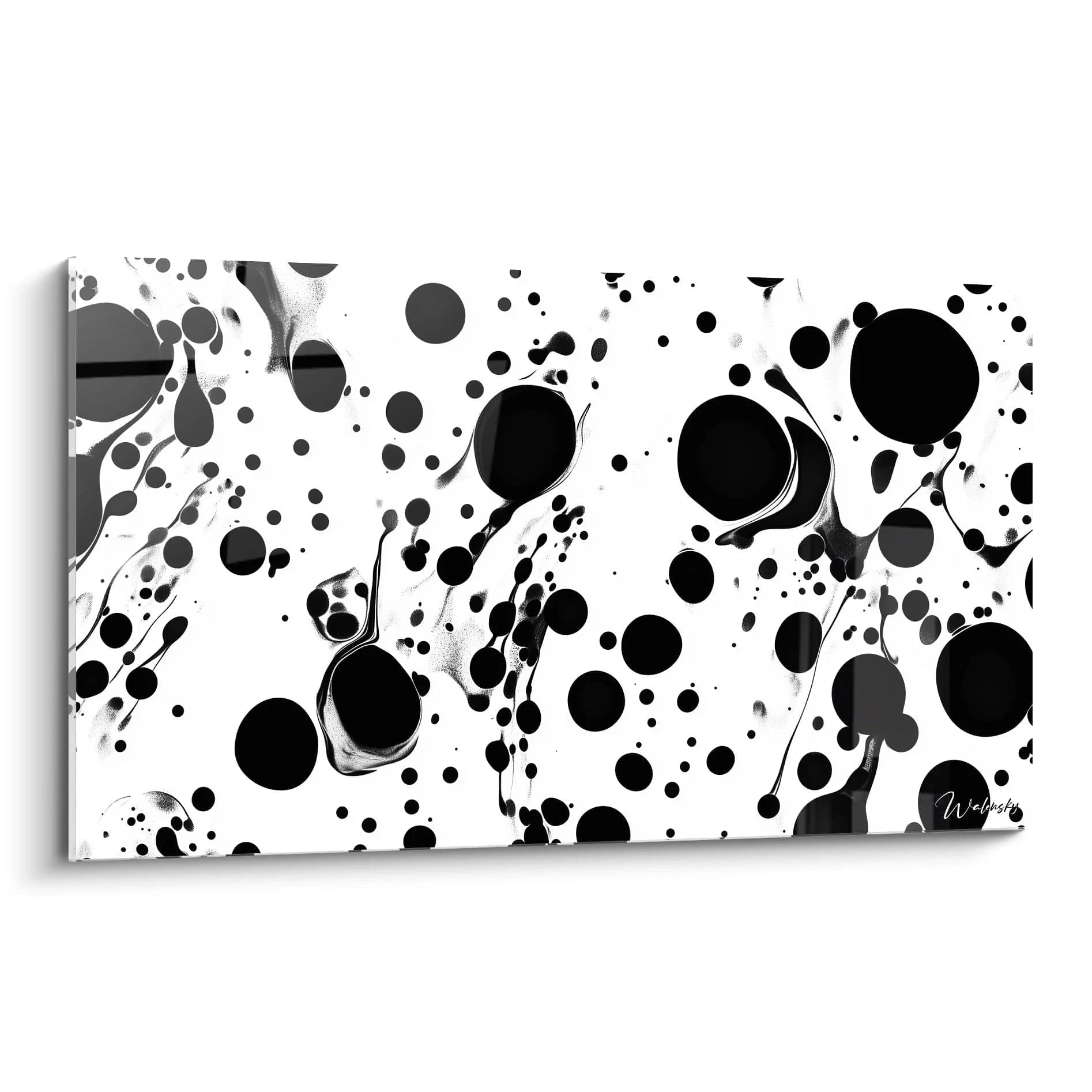 Tableau tacheté noir et blanc de Walensky, design moderne avec des éclaboussures et motifs abstraits