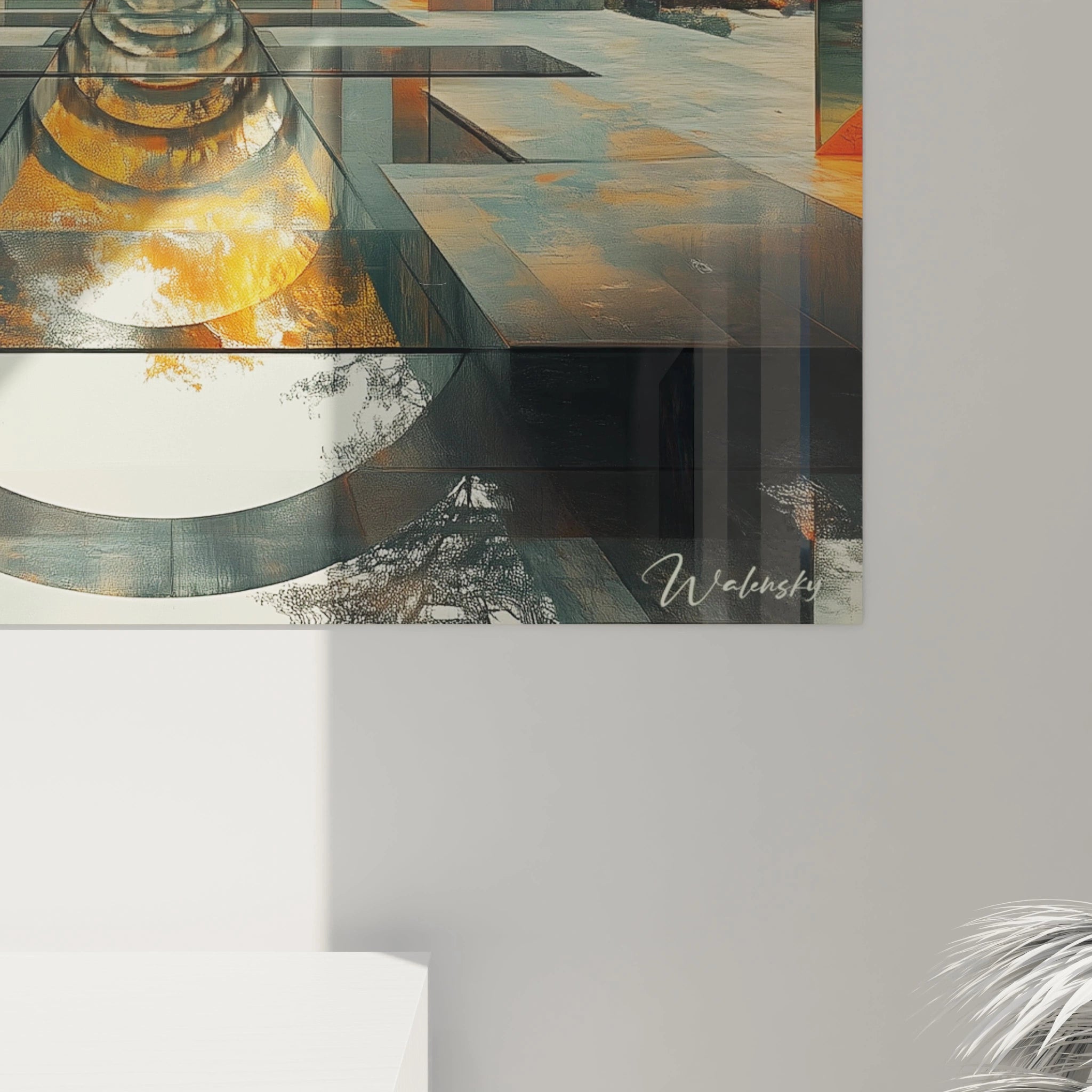 Tableau géométrique abstrait de Walensky avec des motifs modernes et des couleurs vibrantes