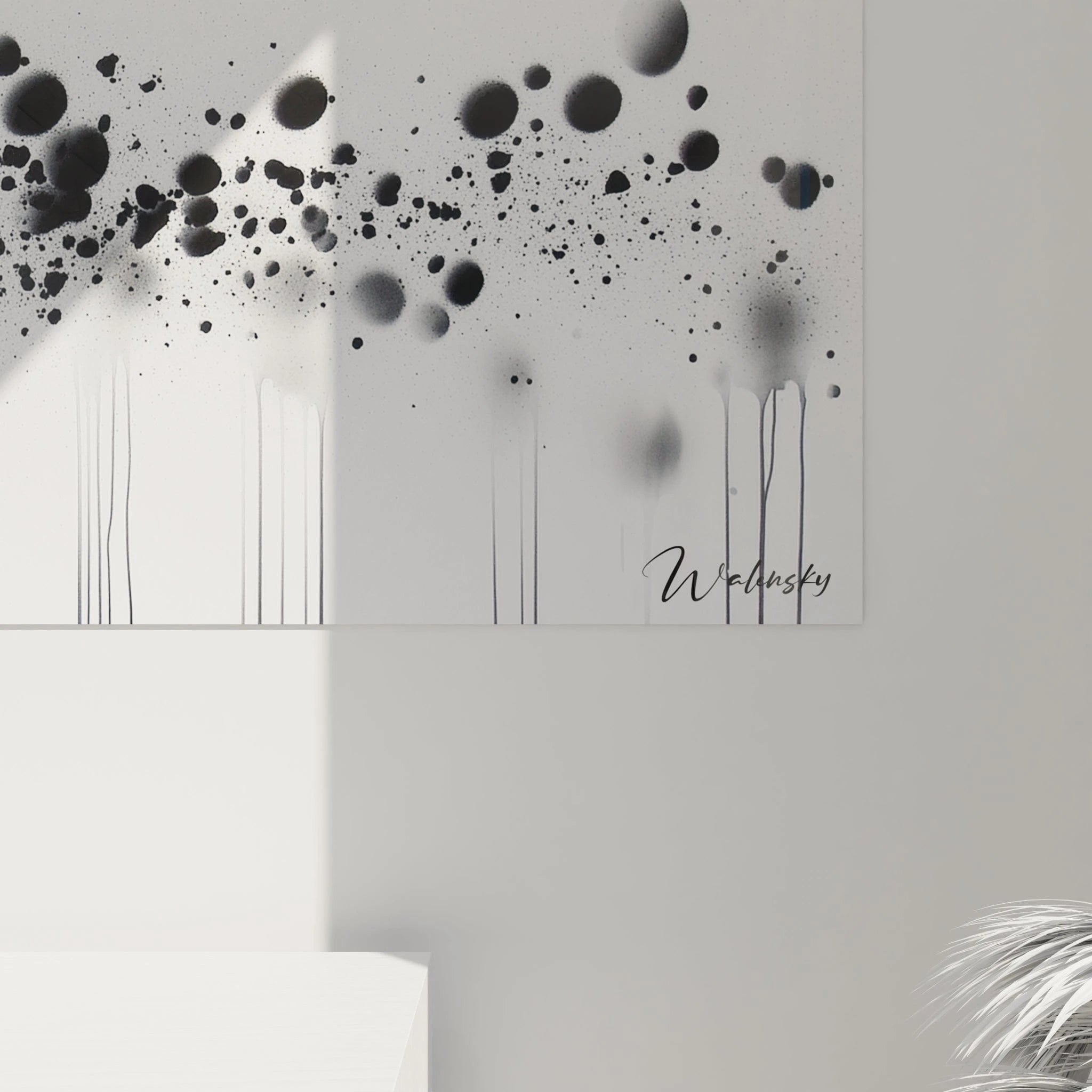 Tableau tacheté noir et blanc de Walensky avec des éclaboussures artistiques modernes