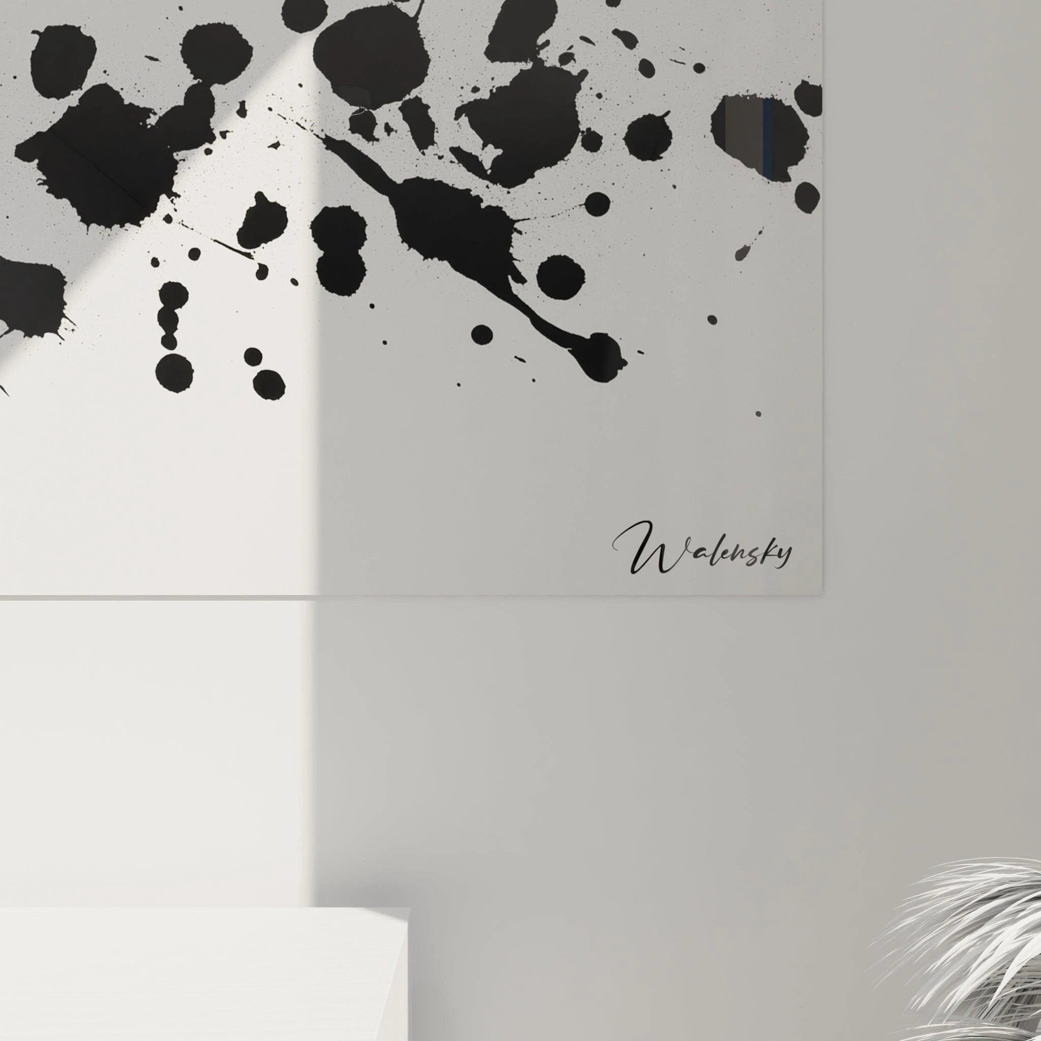 Tableau tacheté noir et blanc de Walensky avec motifs artistiques abstraits