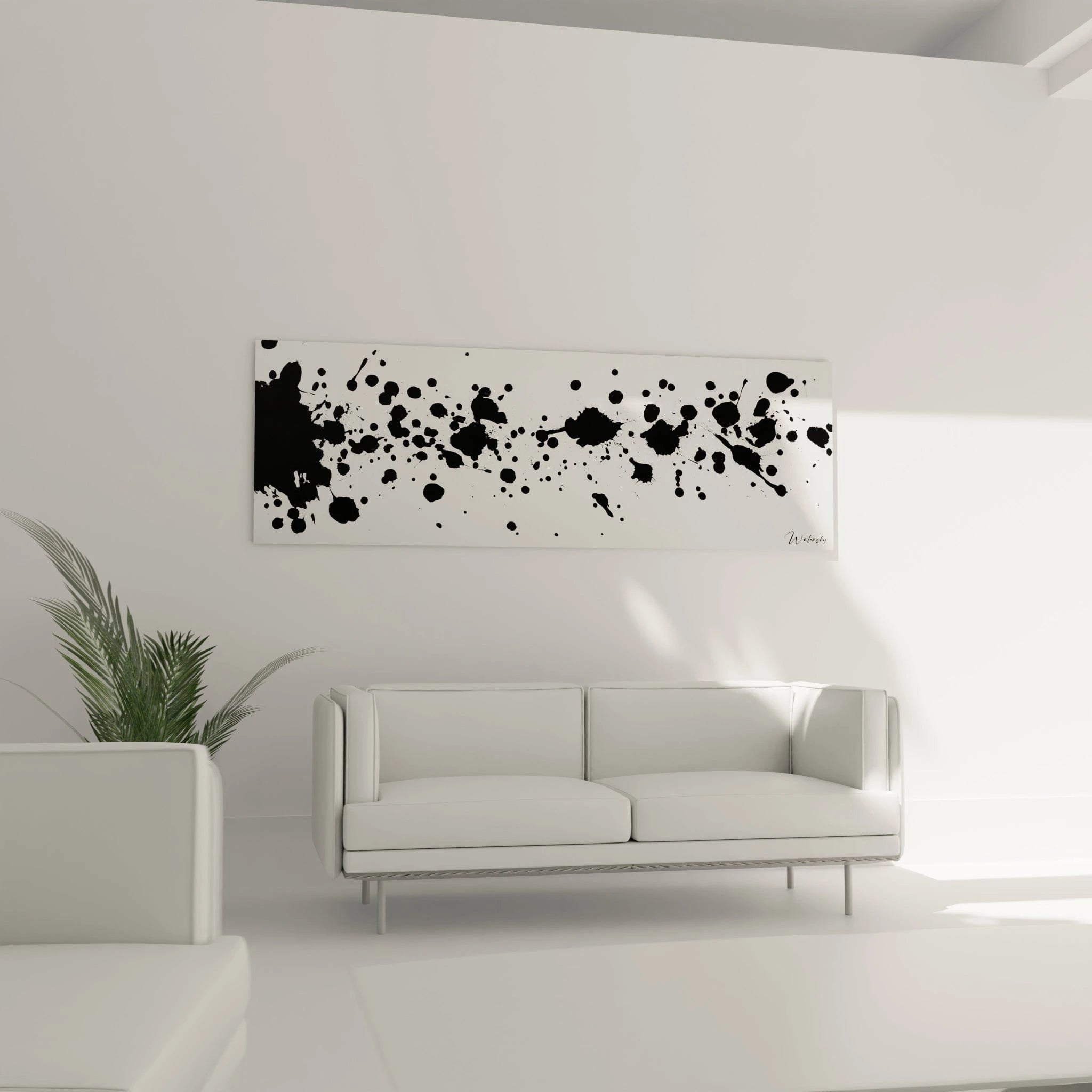 Tableau tacheté noir et blanc Walensky avec motifs artistiques modernes pour décoration intérieure