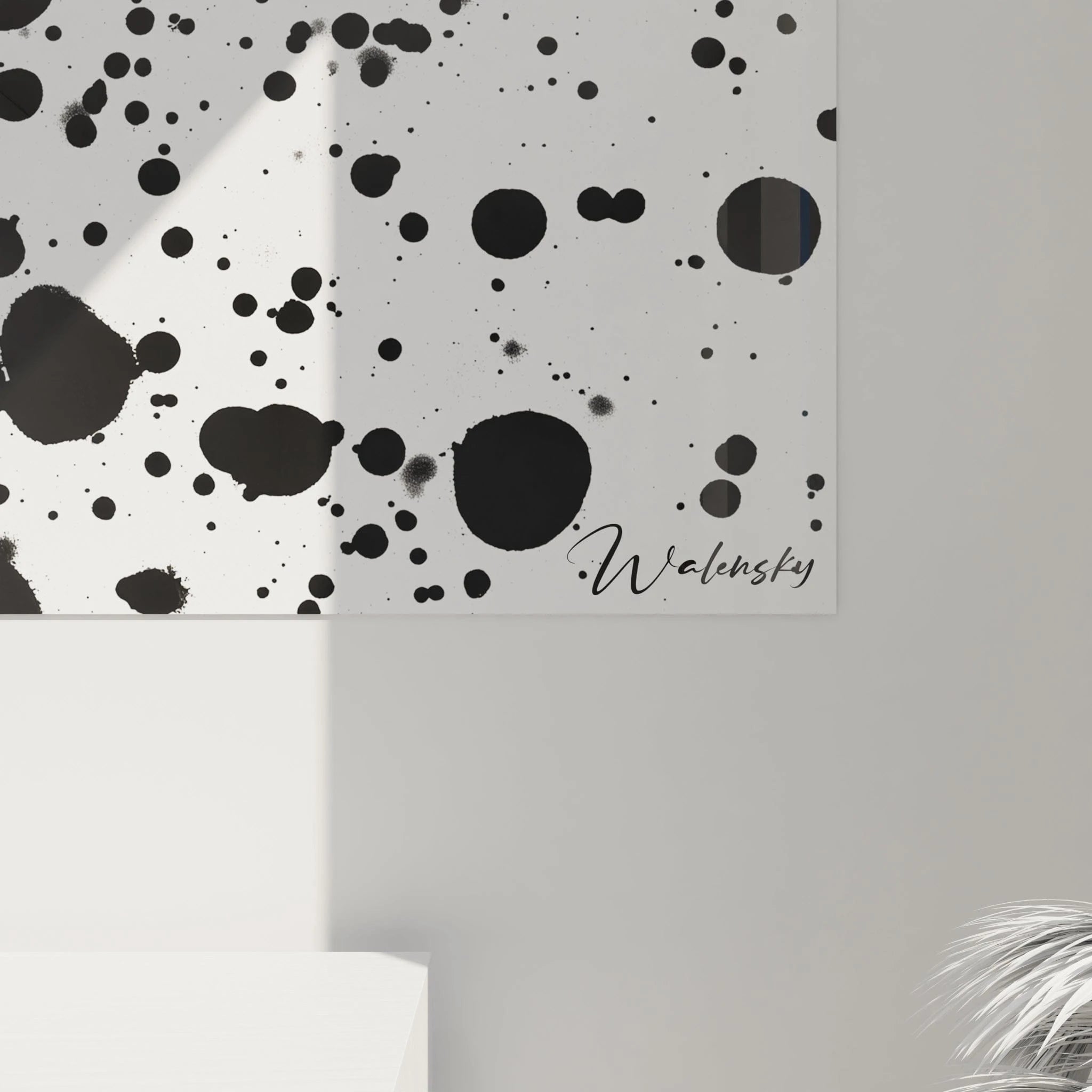 Tableau tacheté noir et blanc de Walensky avec des motifs asymétriques modernes