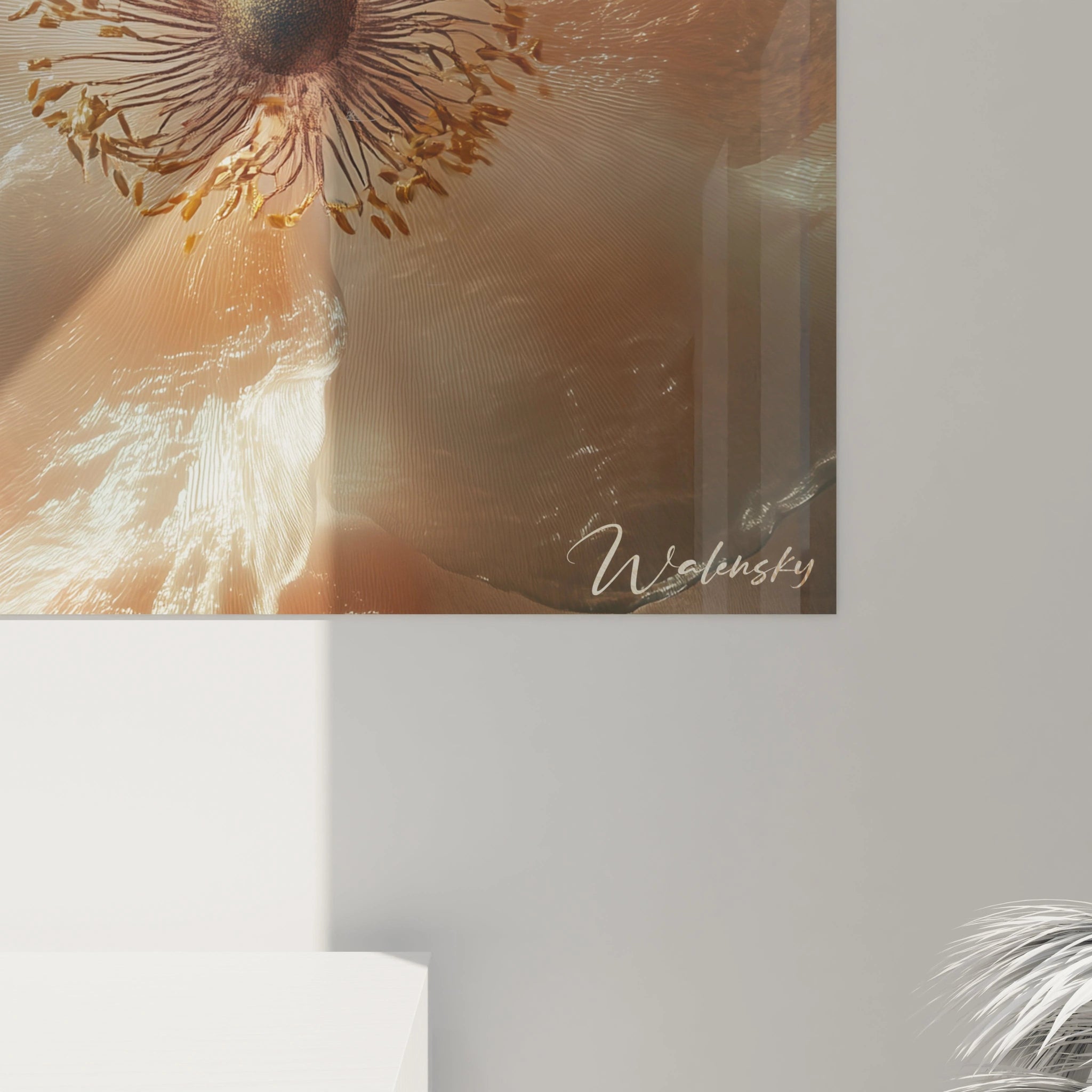 Un tableau Pavot nature représentant une composition florale avec des pavots aux pétales délicatement texturés, jouant sur la superposition de teintes blanches, rouges et orangées avec un effet de profondeur.