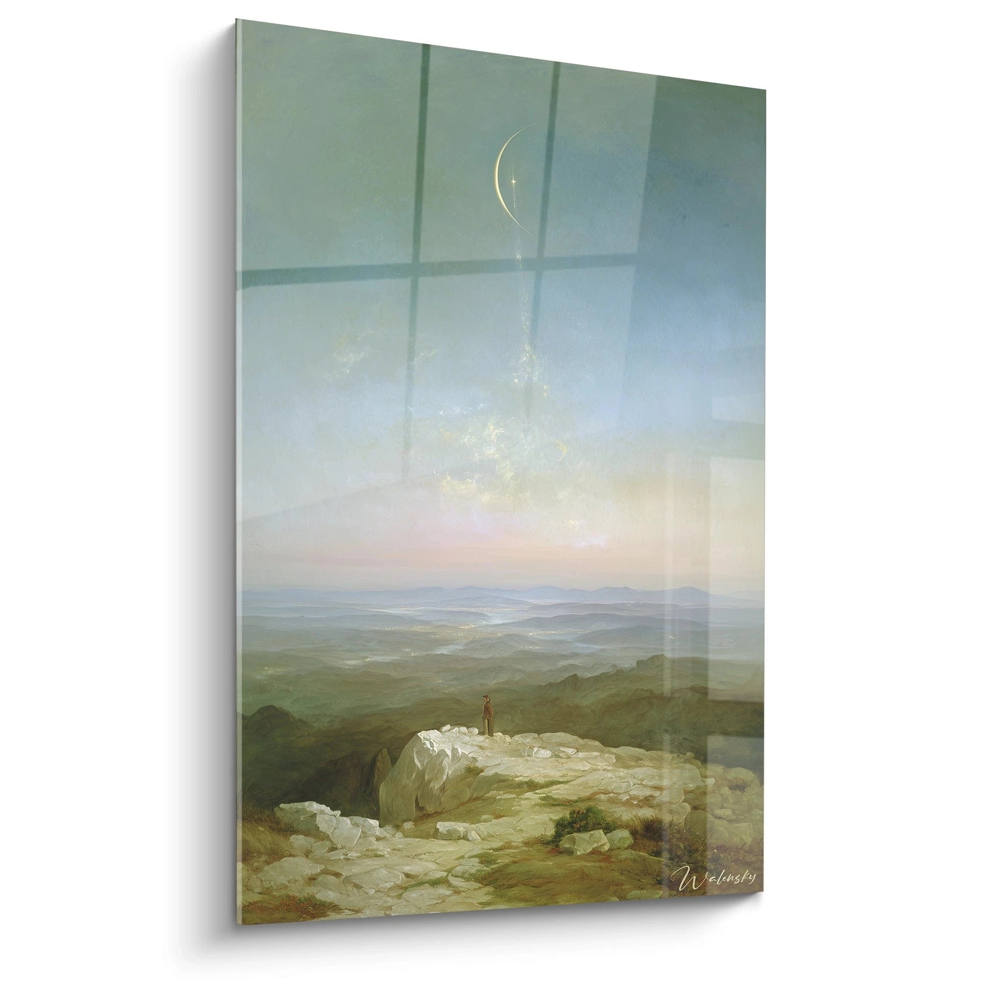 Tableau mural Walensky tableau paysage romantique representant une silhouette sur une falaise au crepuscule