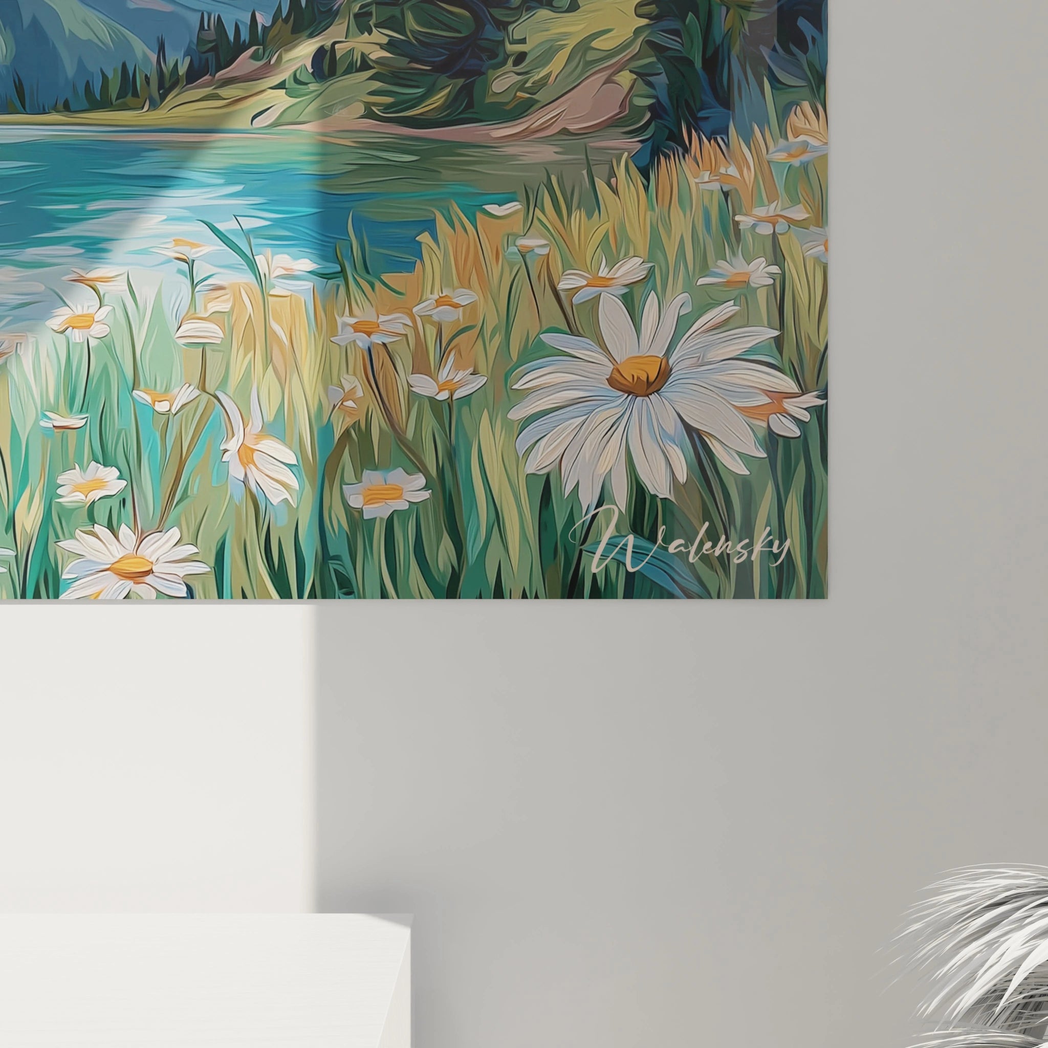 Tableau mural Walensky imprime sombre de montagnes avec rochers detailes tableau paysage montagne pour decoration murale elegante