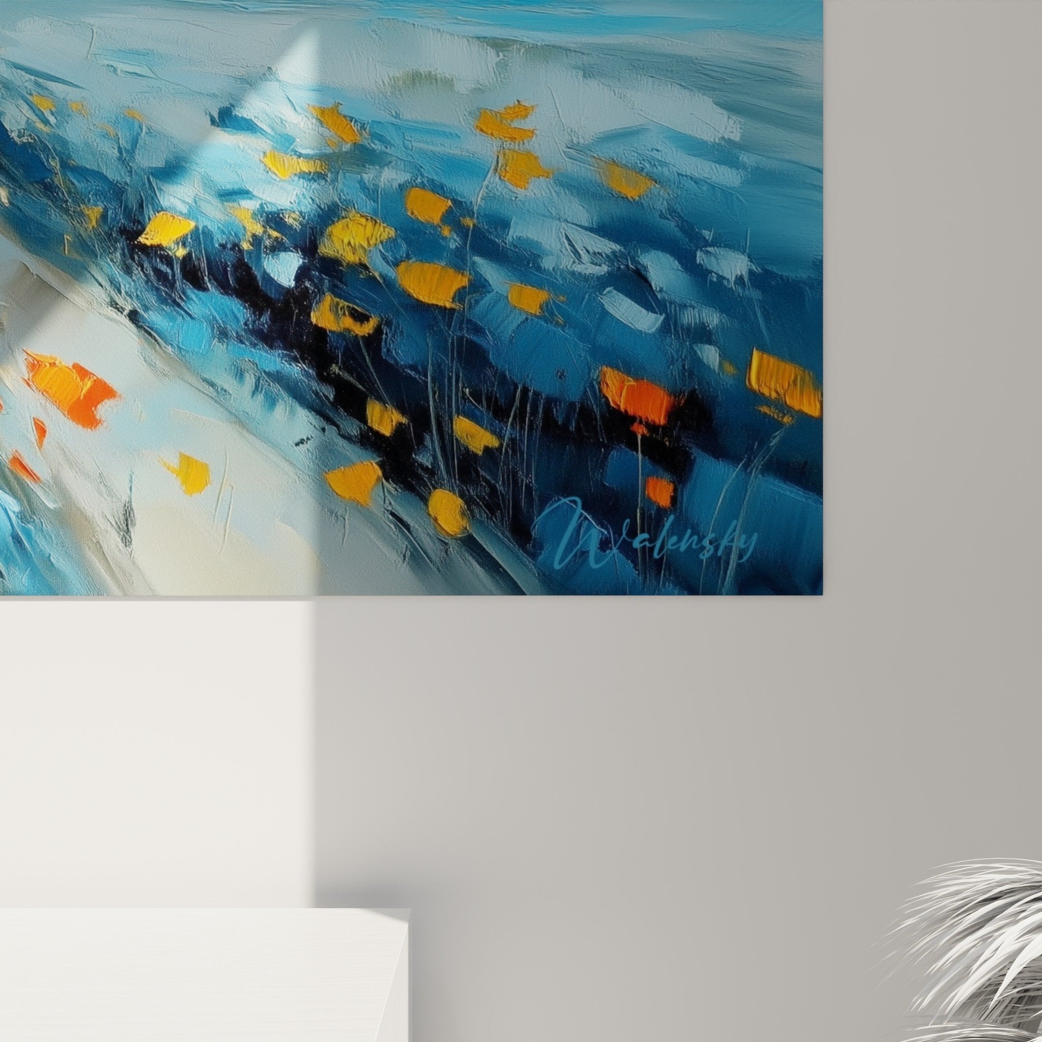 Quadro paesaggio rurale espressionista vista d'insieme arredamento interno moderno