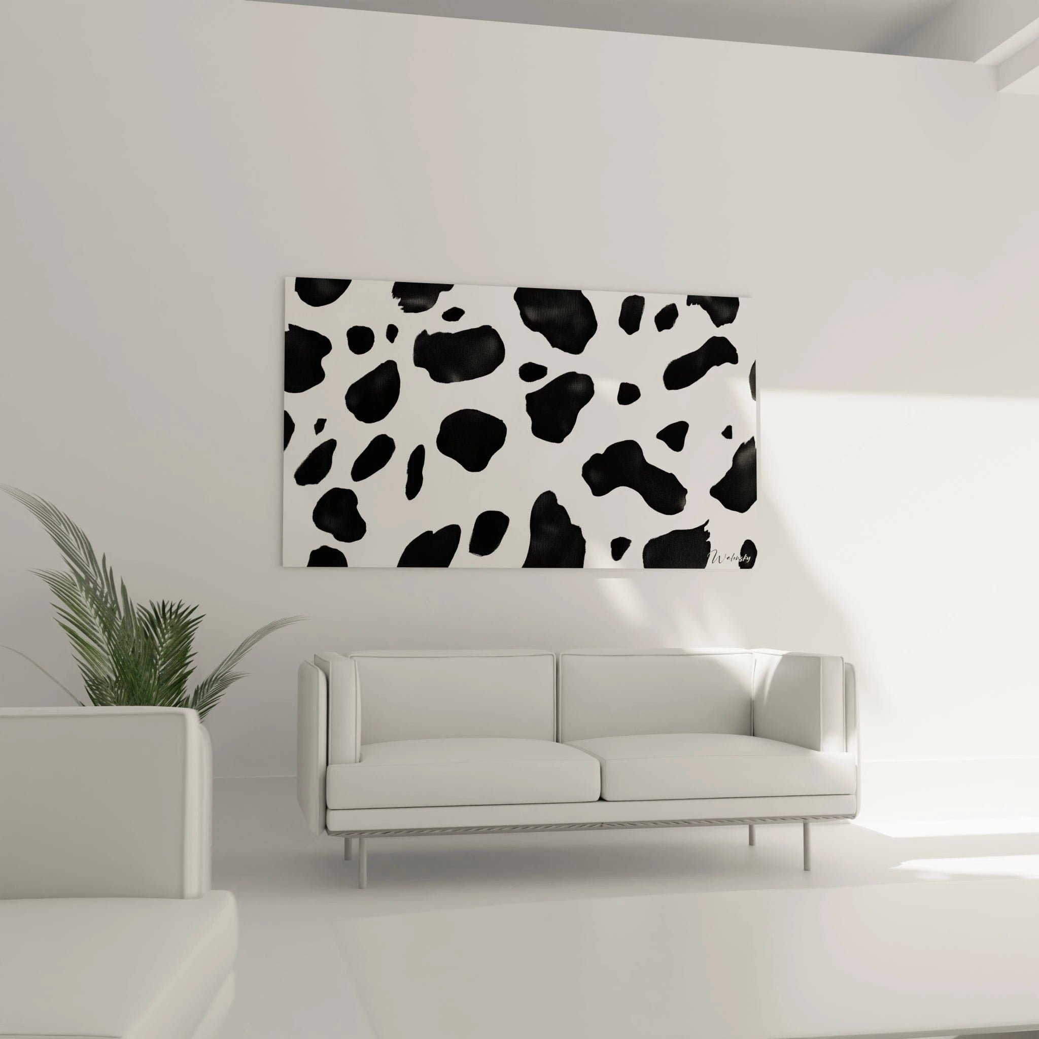 Tableau tacheté noir et blanc Walensky pour décoration moderne du salon