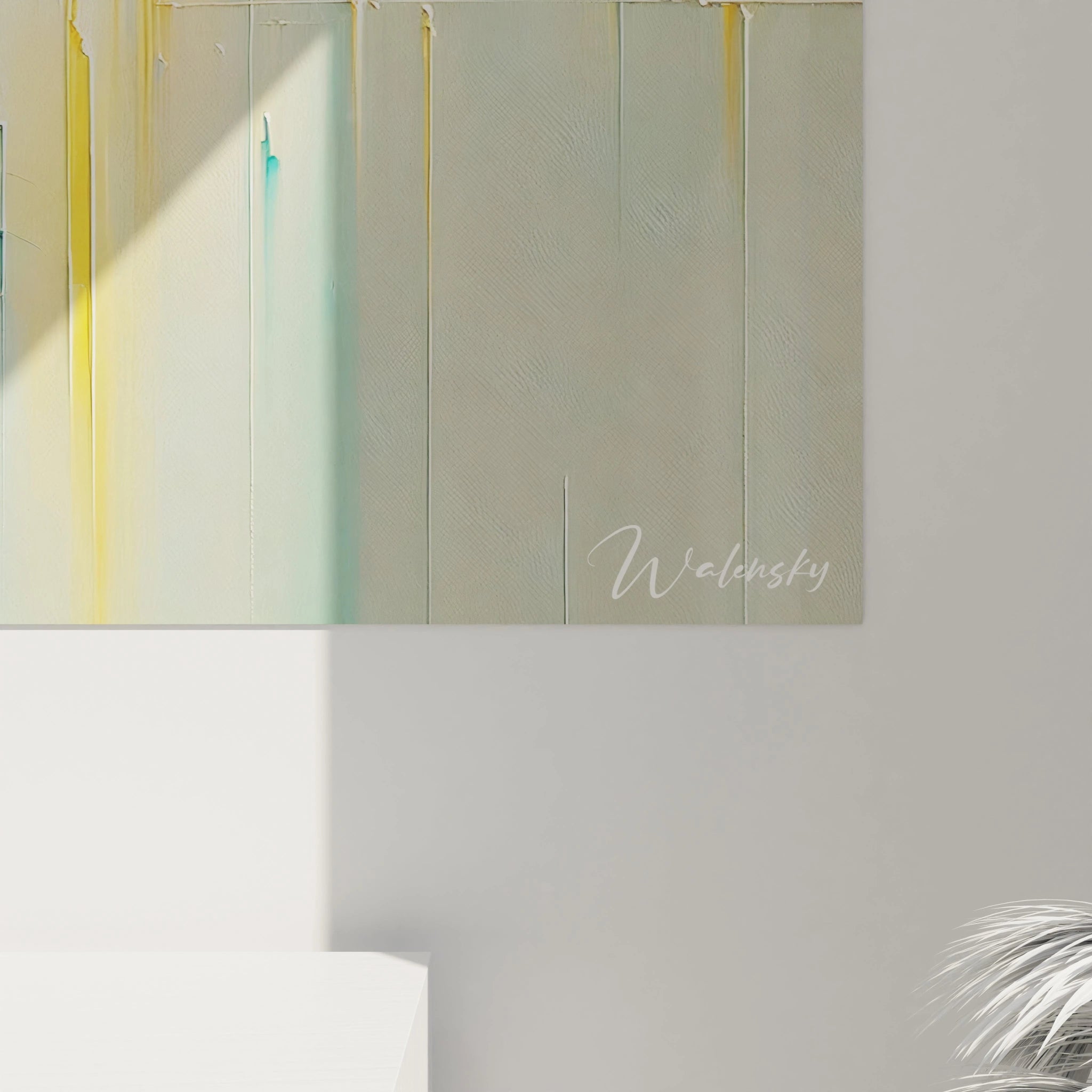 Vue de près du Tableau Marin révélant des coups de pinceau texturés et des couleurs audacieuses. Ce style oscille entre abstraction et réalisme, capturant la profondeur et la tranquillité de l’eau