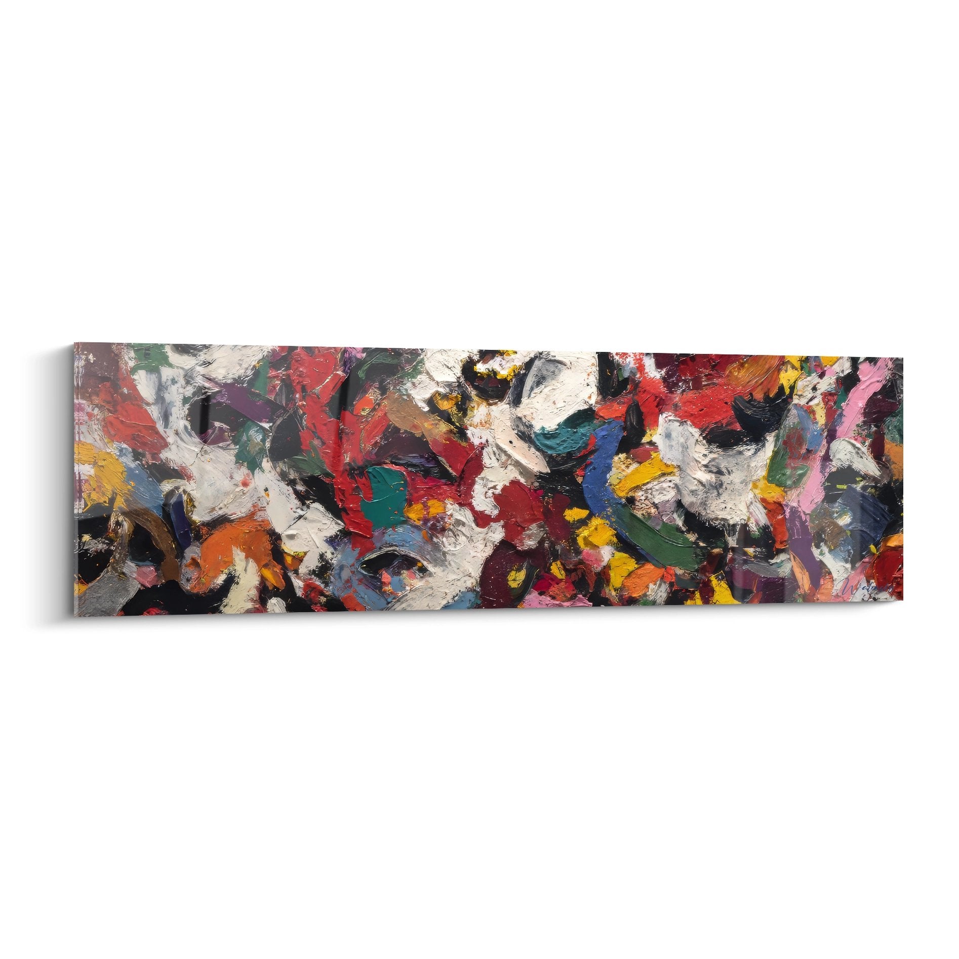 Tableau peinture abstraite aux couleurs vives style expressionniste pour décoration murale moderne