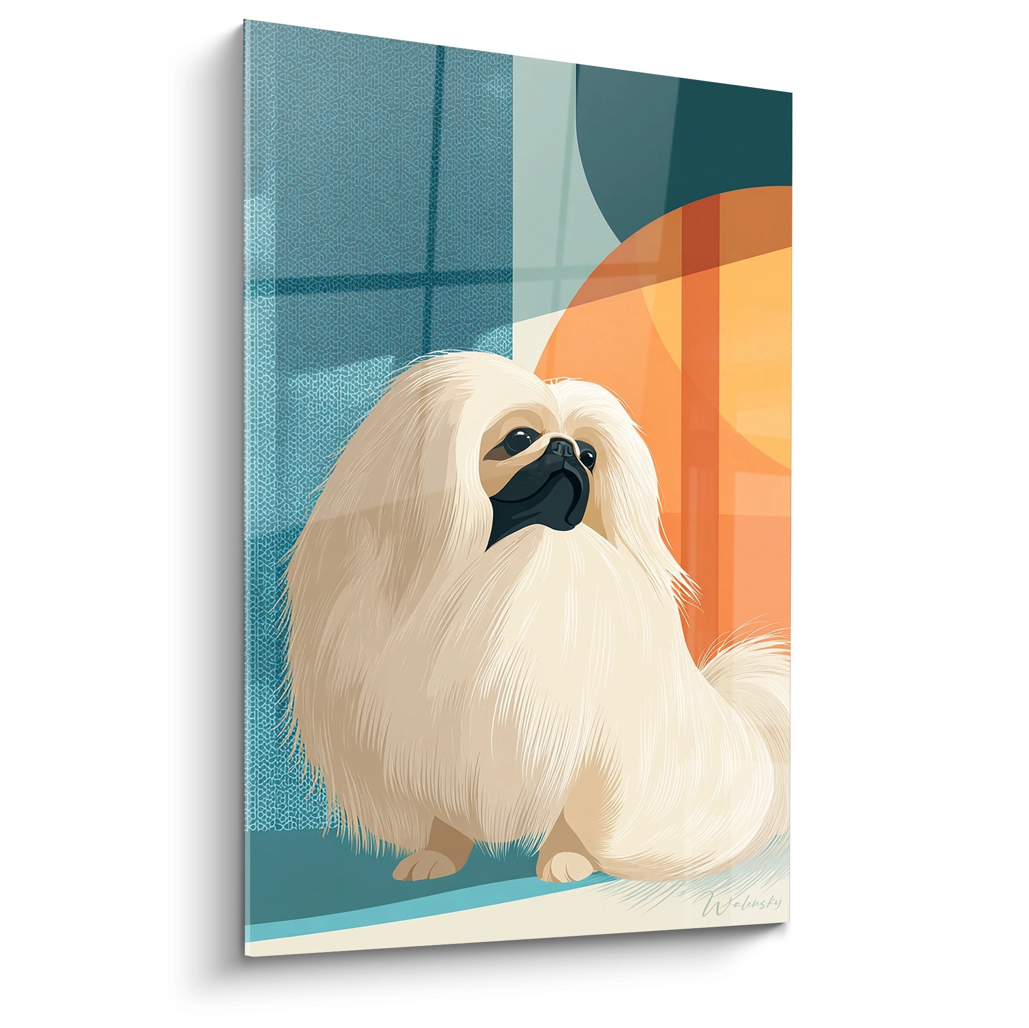 tableau-p-kinois-blanc-poils-soyeux-art-d-co-moderne