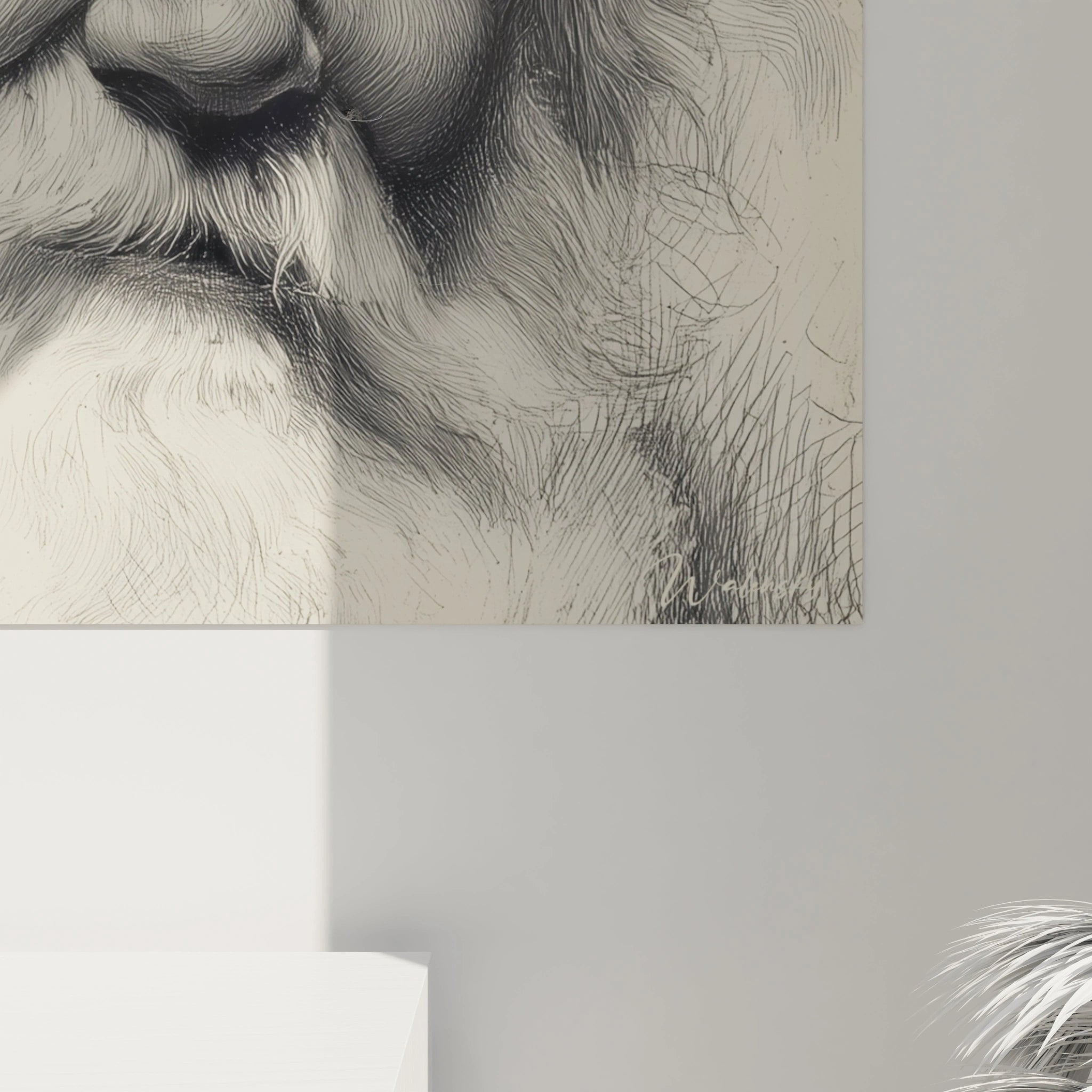Tableau Père Noël en noir et blanc, mettant en valeur un portrait détaillé et expressif du père Noël