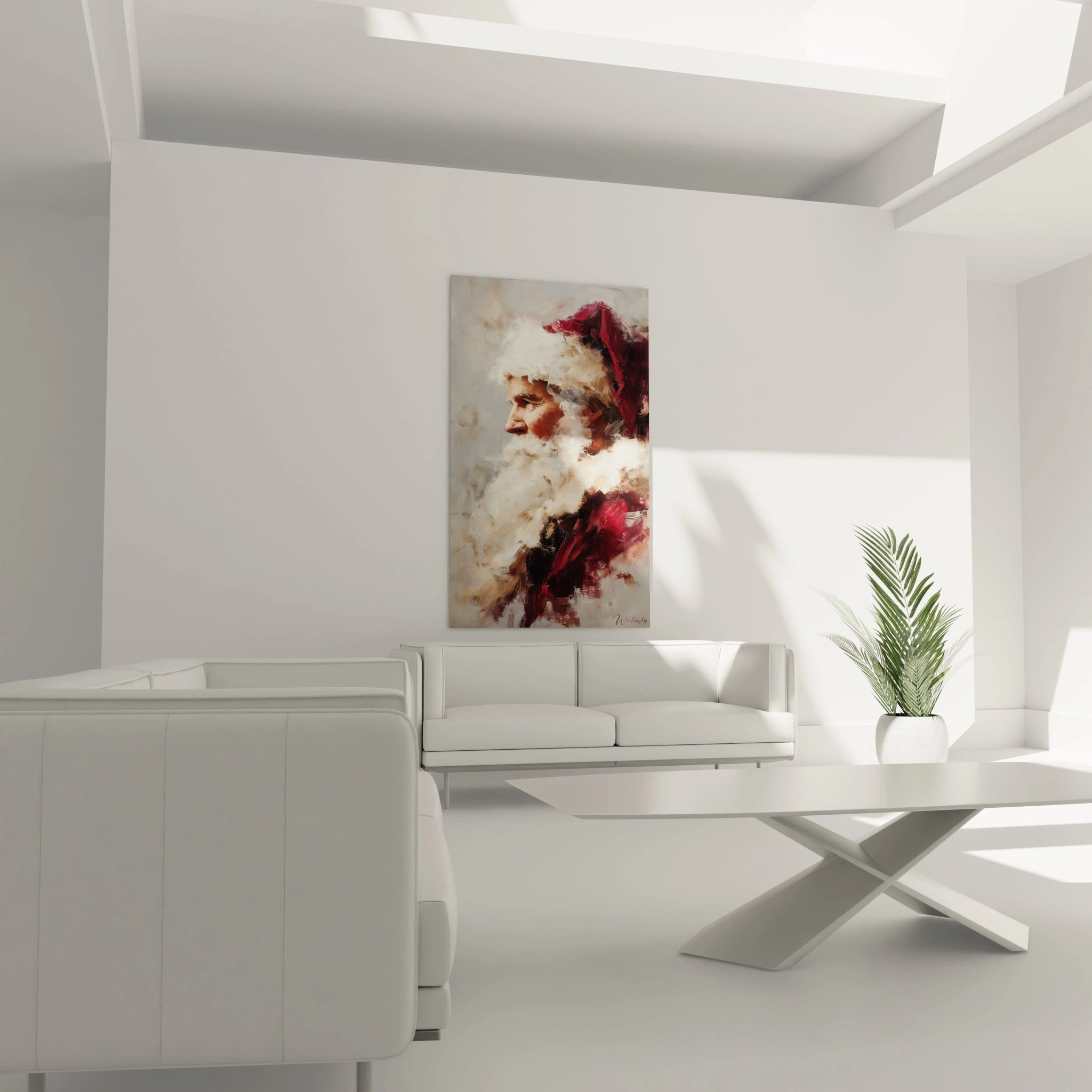 Tableau Père Noël décoration Noël avec des couleurs chaudes pour embellir votre intérieur pendant les fêtes