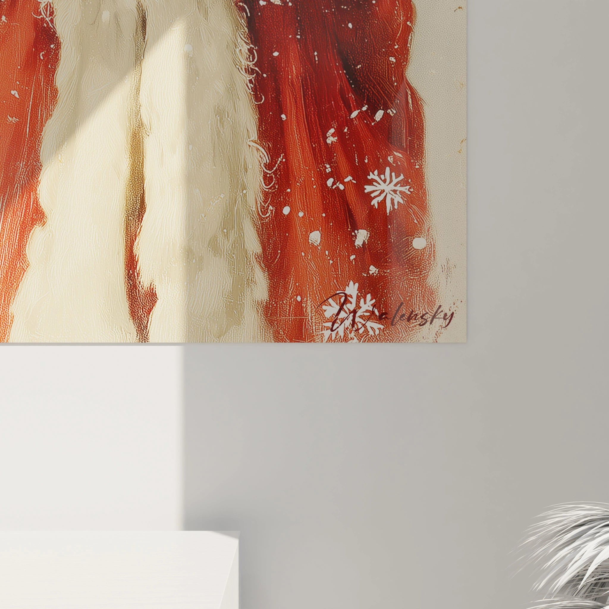 Tableau Père Noël édition limitée de Walensky avec des détails artistiques colorés