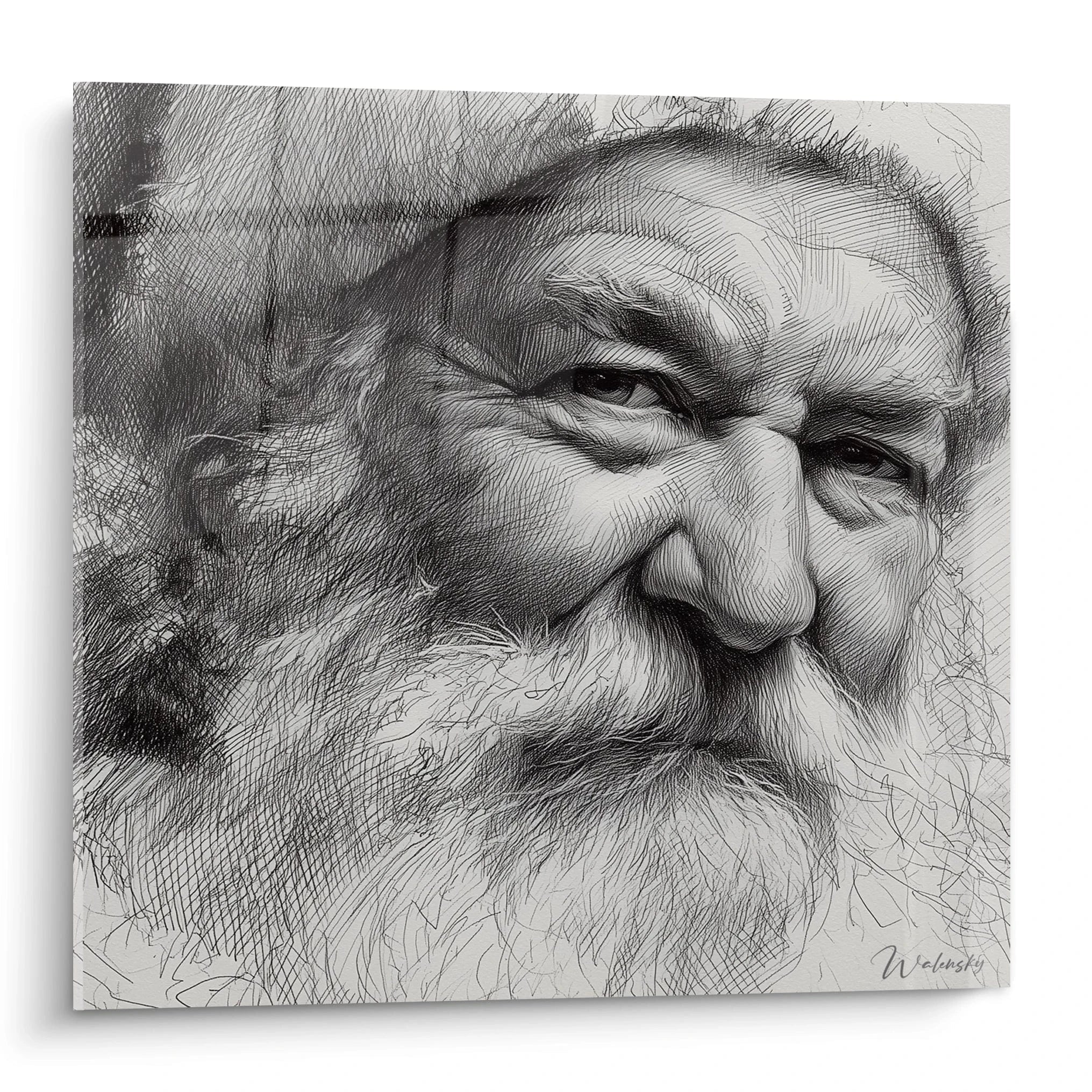 Tableau mural Père Noël édition Noël par Walensky, portrait artistique du Père Noël avec des détails réalistes