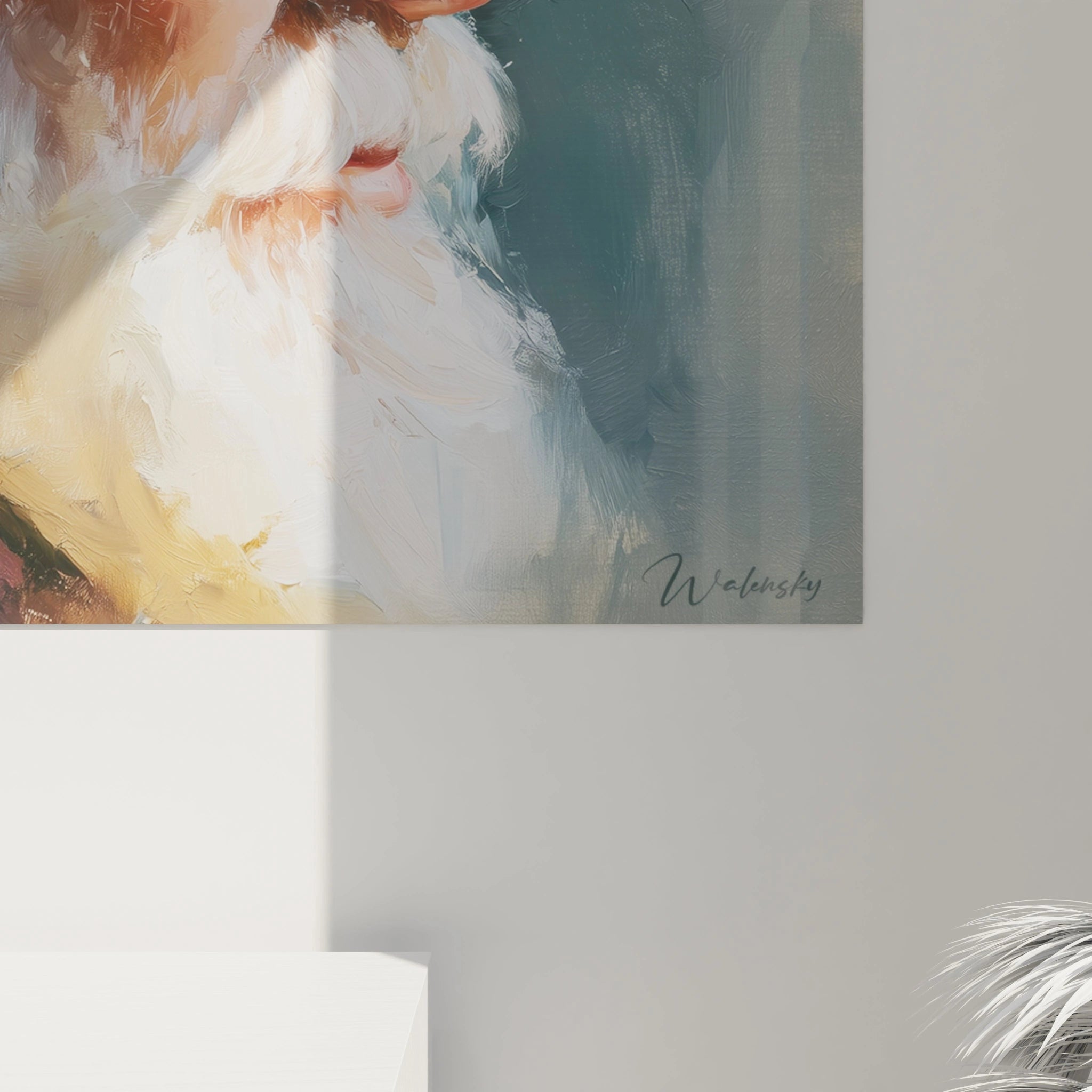 Tableau Père Noël Noël en peinture douce avec des couleurs chaleureuses pour décorer votre intérieur pendant les fêtes