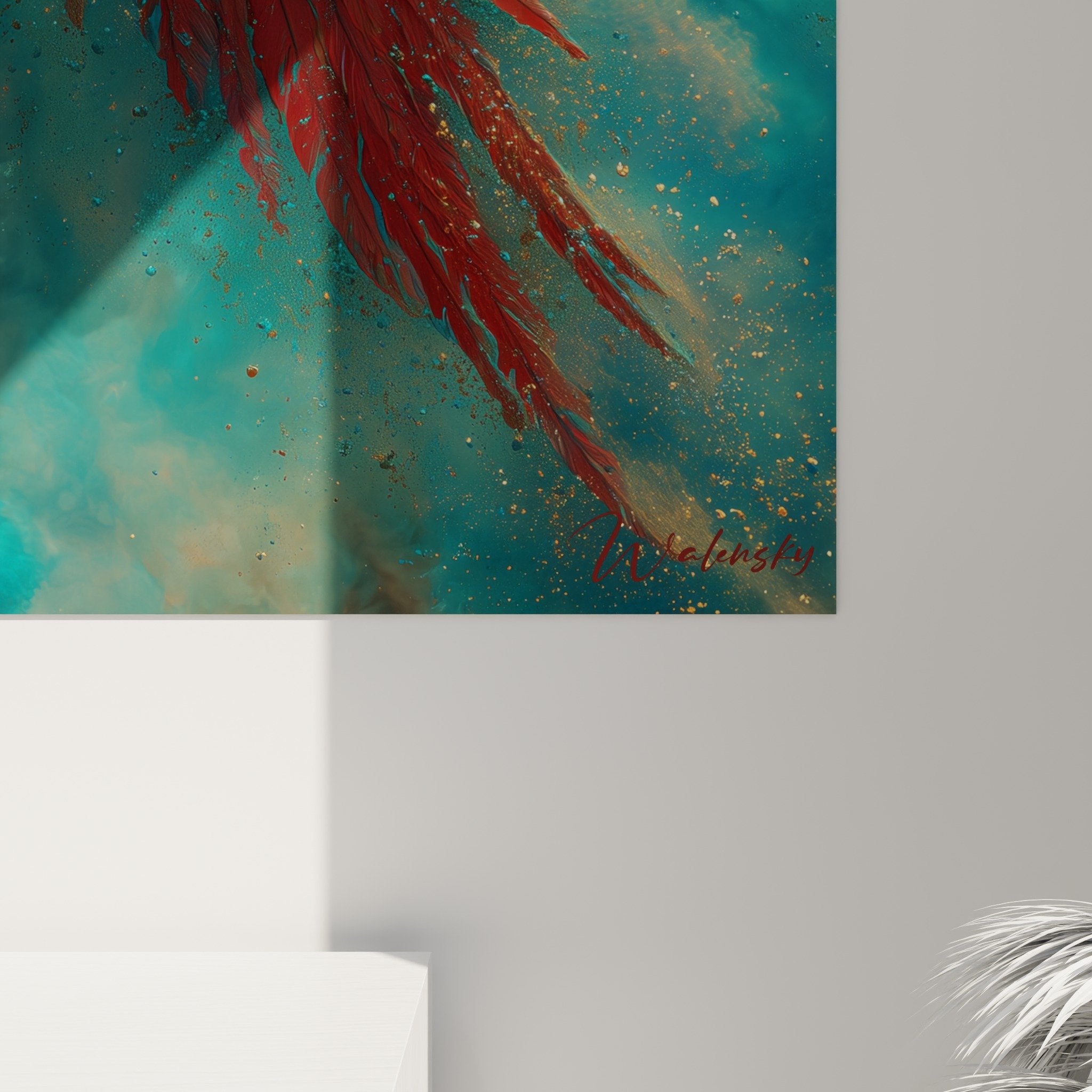 Mystical parrot wall art contemporary living room decor animal artwork overview