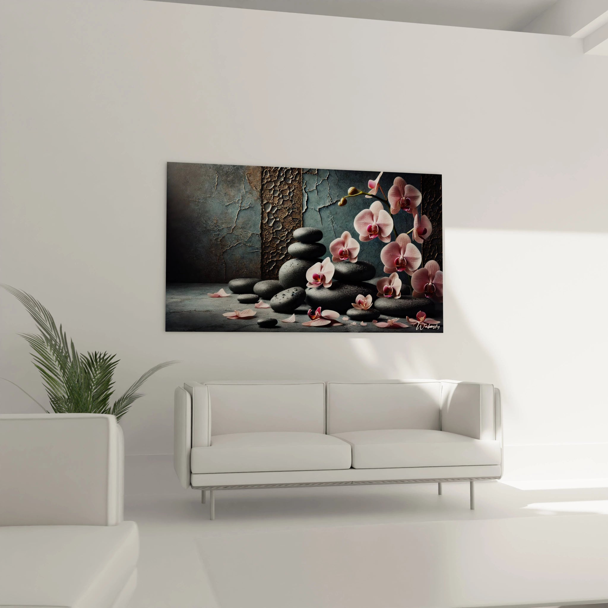 Apportez une touche zen à votre salon avec ce tableau feng shui au-dessus du canapé. Un équilibre parfait entre nature et sérénité, pour un espace propice à la détente.