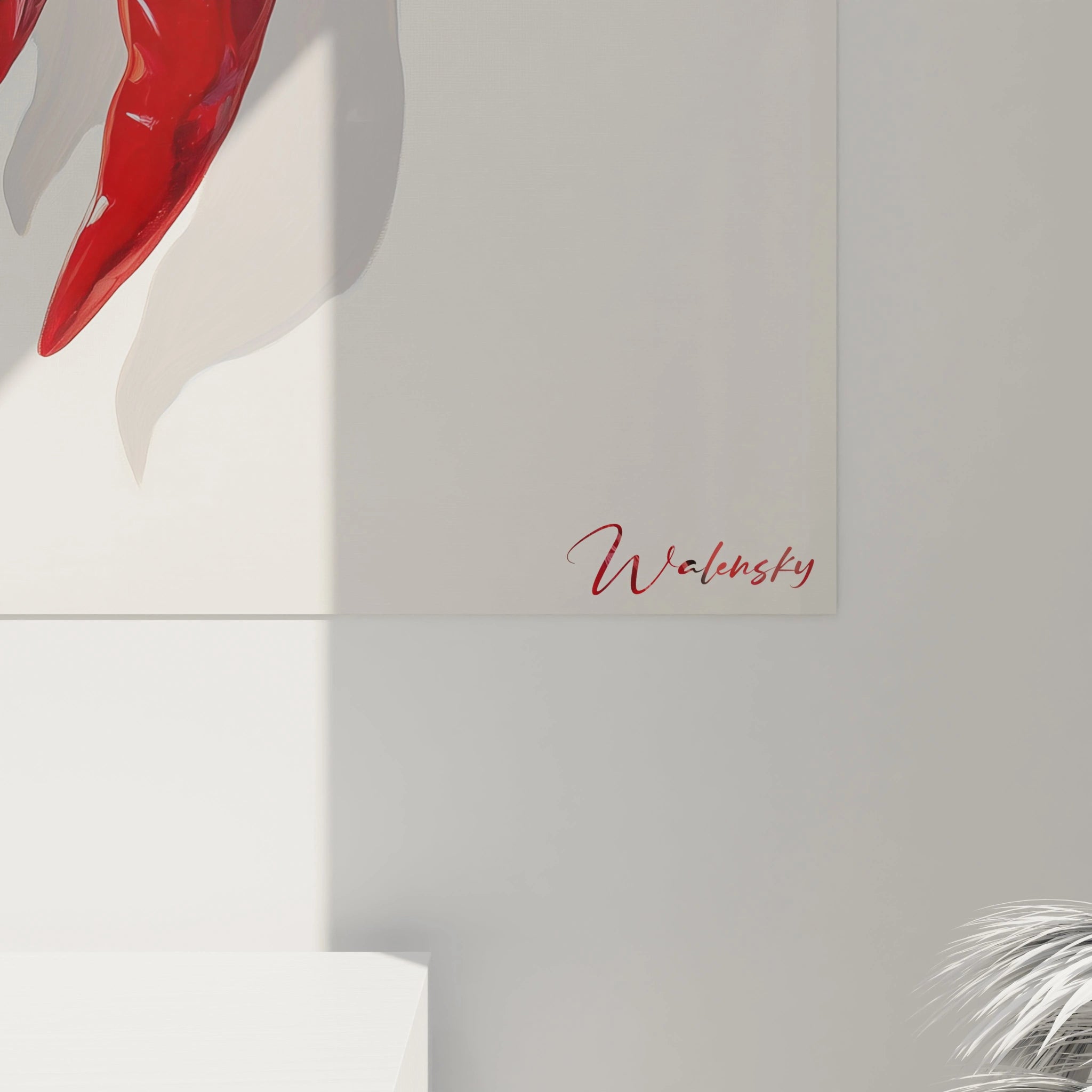 Un tableau Piment nature prĂ©sentant une composition de piments rouges regroupĂ©s, avec des reflets blancs, un fond clair texturĂ© et des ombres nettes accentuant la profondeur et le rĂ©alisme de lâimage.