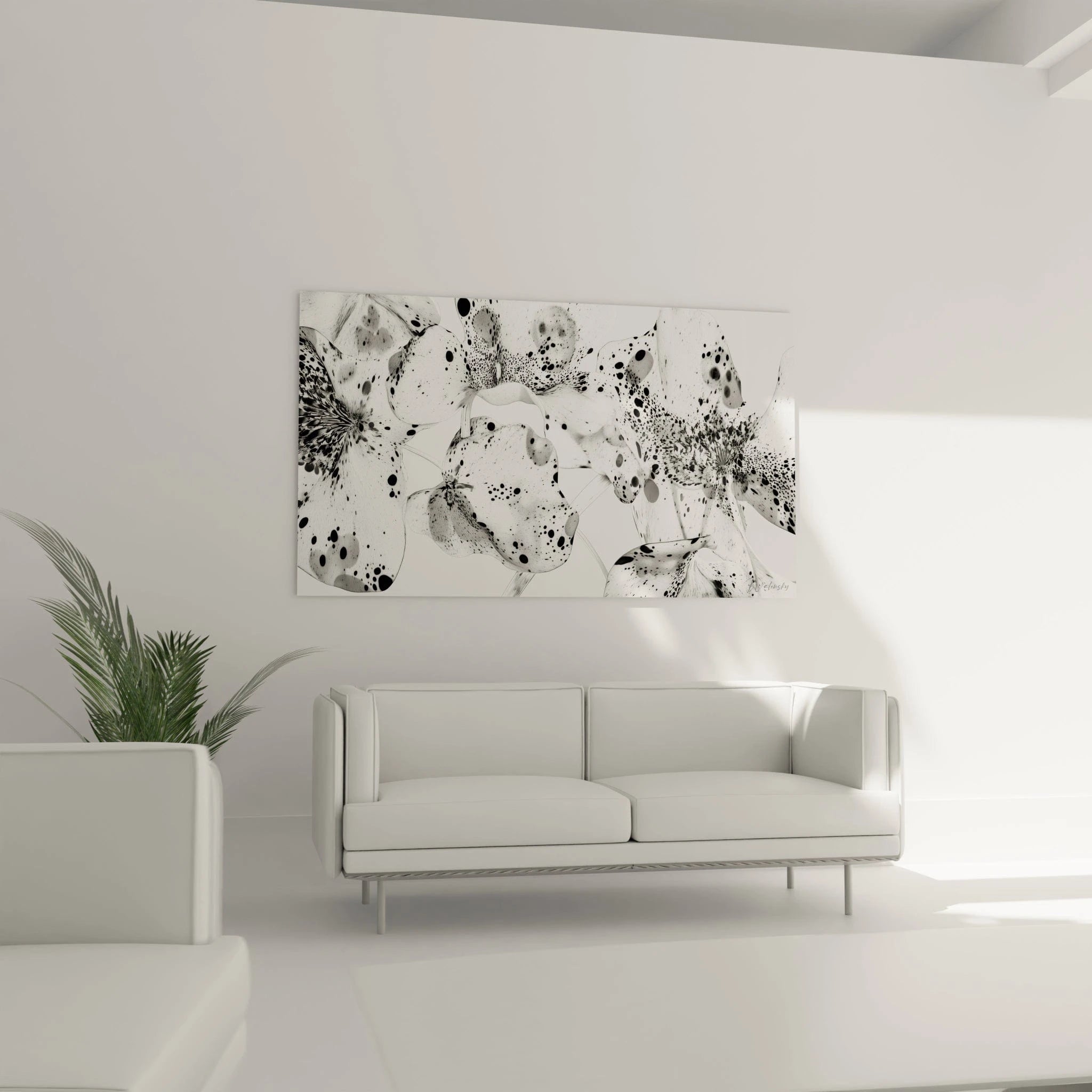 Tableau tacheté noir et blanc de Walensky, idéal pour décorer un salon moderne