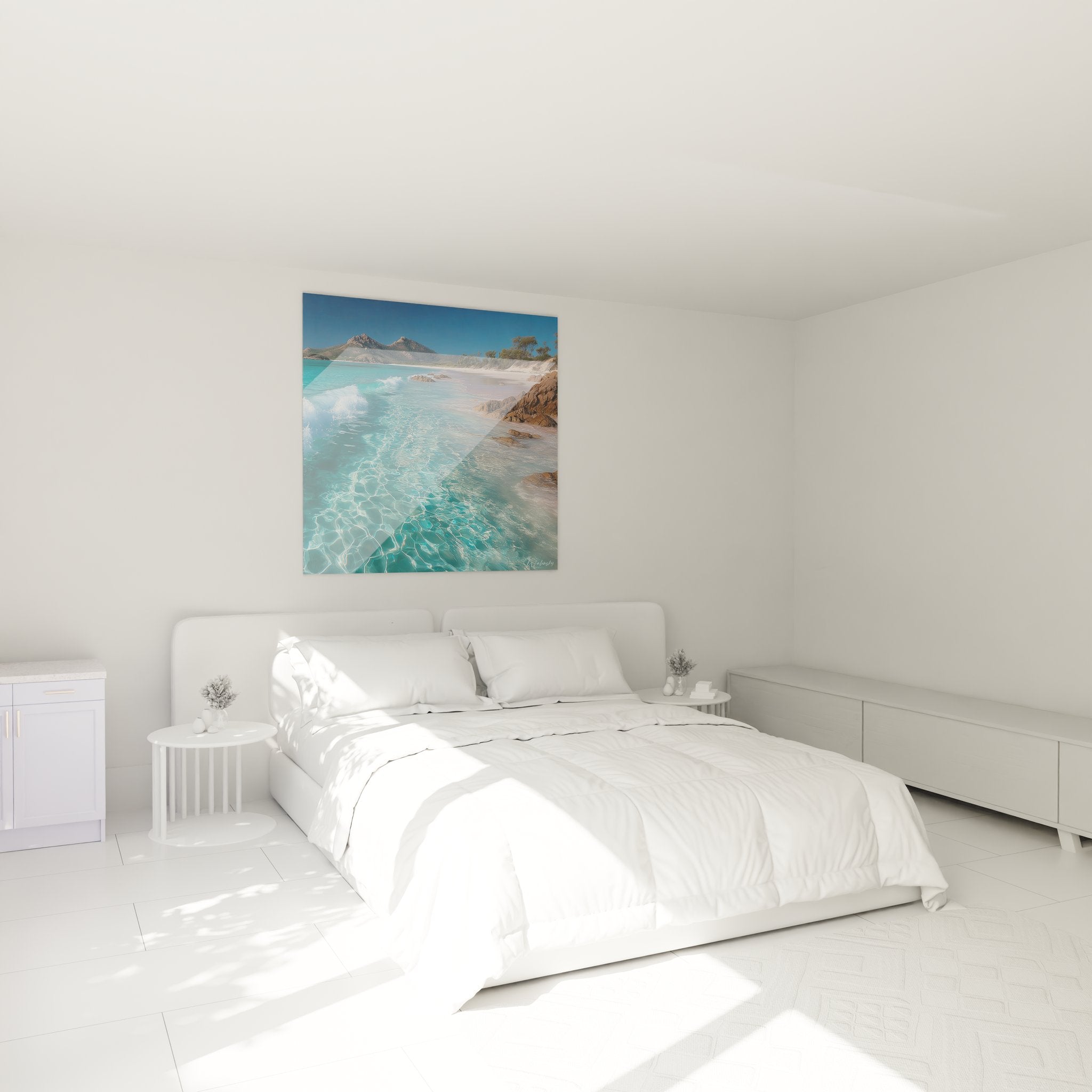 Tableau plage tropicale en décoration chambre ambiance relaxante eaux cristallines art mural