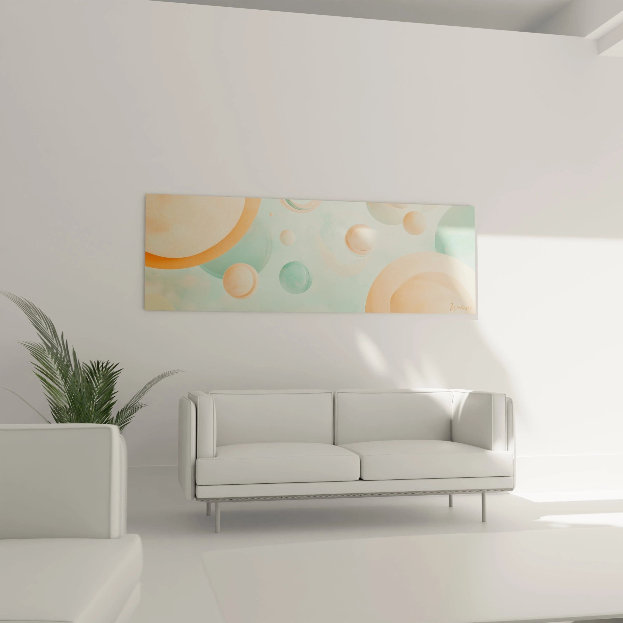 Tableau géométrique abstrait de Walensky avec des cercles dans des tons doux pour une décoration moderne