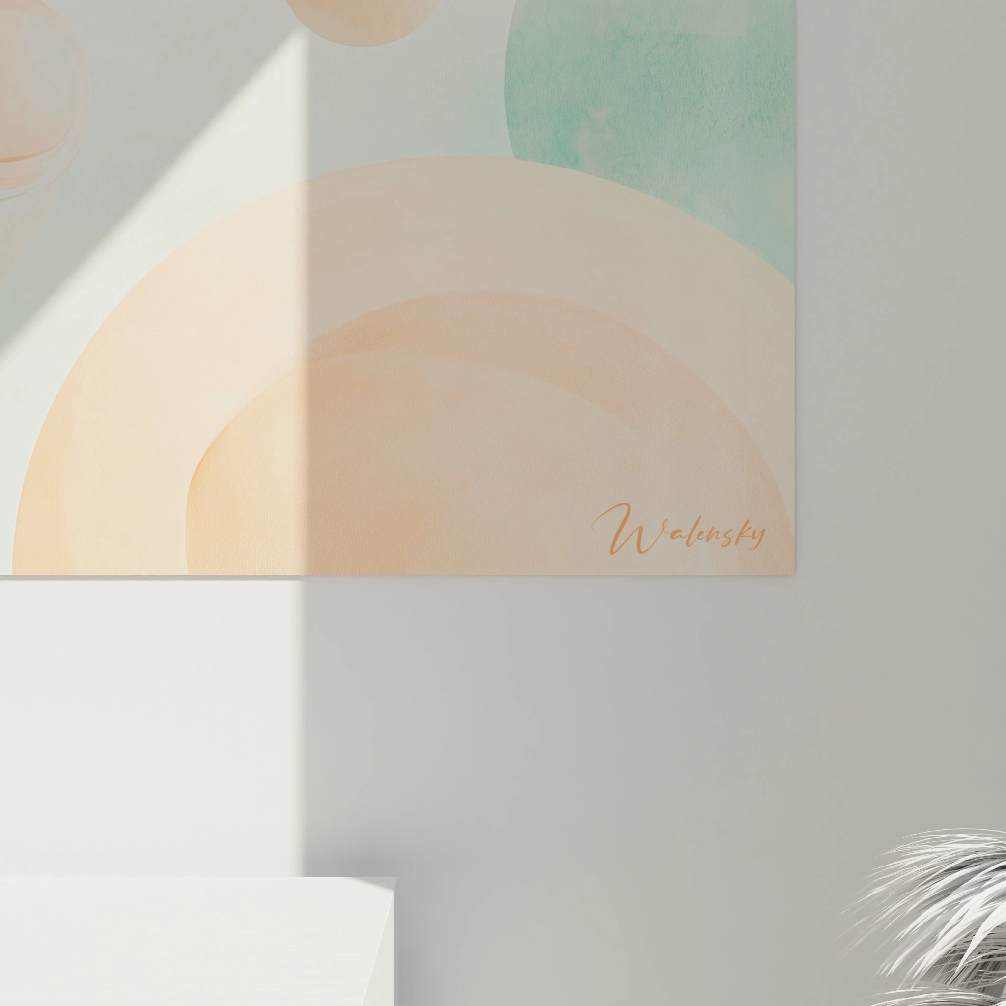 Tableau géométrique abstrait de Walensky avec des cercles doux sur fond pastel