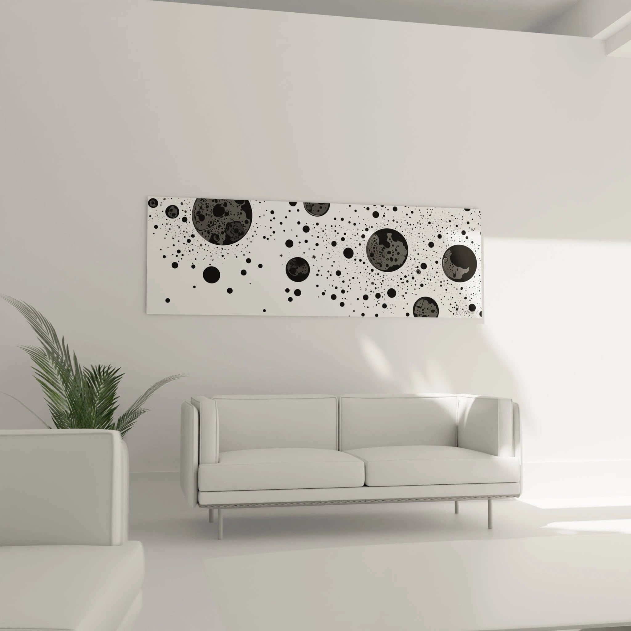 Tableau tacheté noir et blanc de Walensky avec motifs abstraits pour décoration moderne