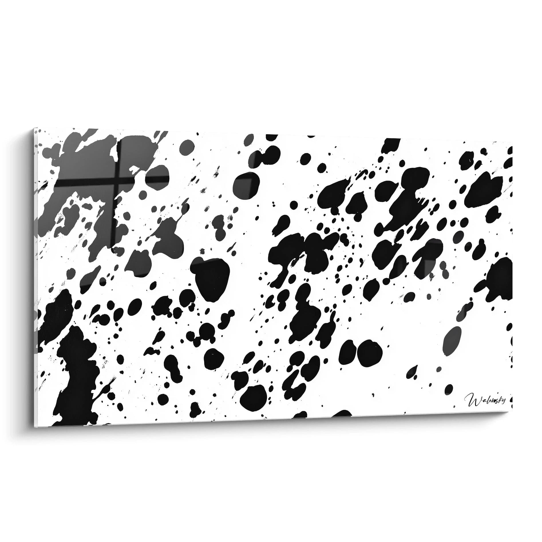 Tableau tacheté noir et blanc de Walensky avec éclaboussures modernes pour une décoration contemporaine