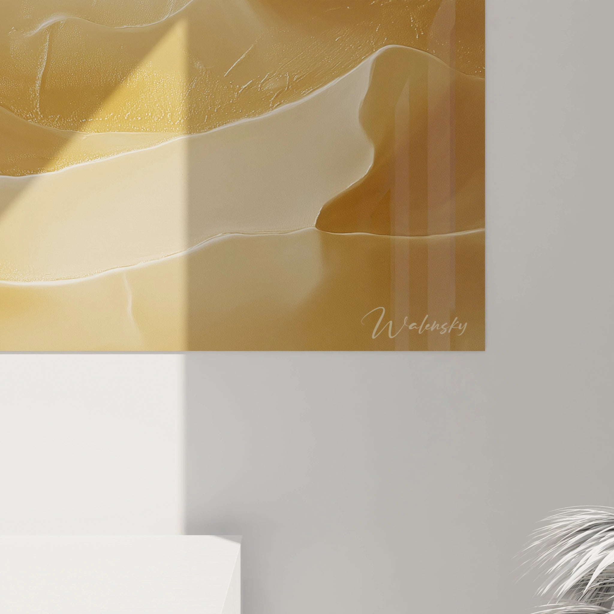 Tableau texturé abstrait aux tons dorés de Walensky pour une décoration moderne