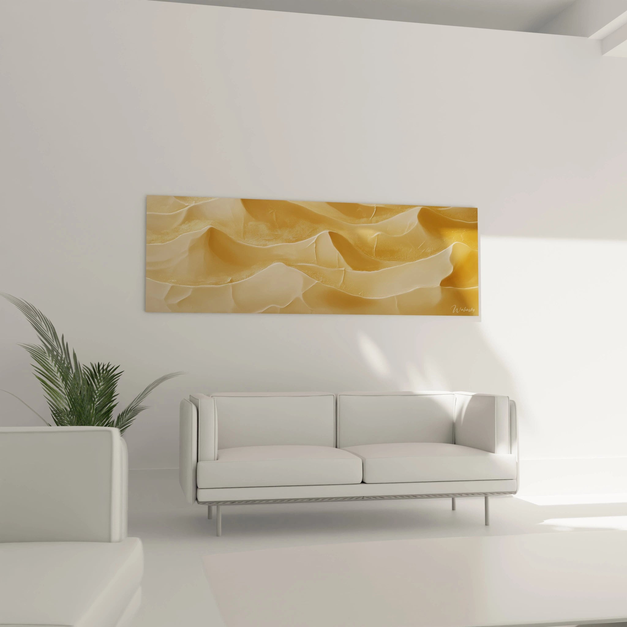 Tableau texturé abstrait de Walensky en tons jaunes pour une décoration moderne des intérieurs