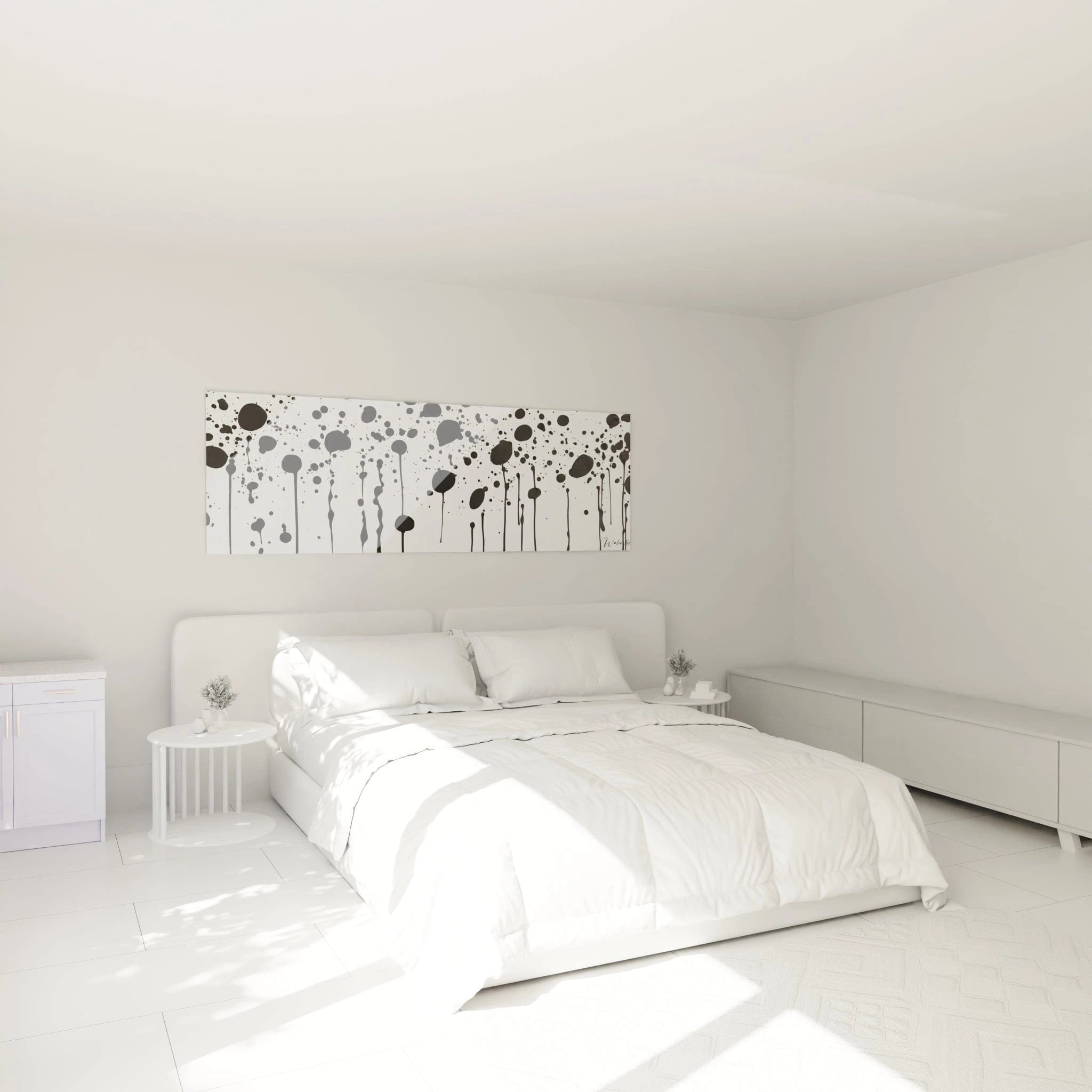 Tableau tacheté noir et blanc de Walensky pour décoration moderne de chambre à coucher