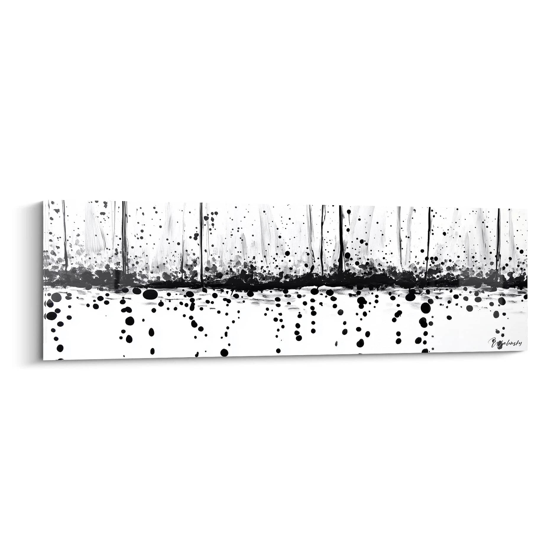 Tableau tacheté noir et blanc de Walensky avec motifs abstraits et texture riche