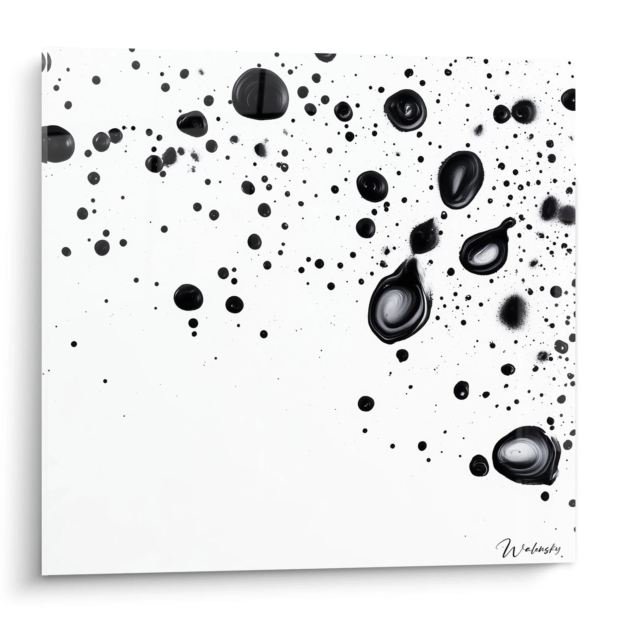 Tableau tacheté noir et blanc de Walensky avec des formes organiques modernes