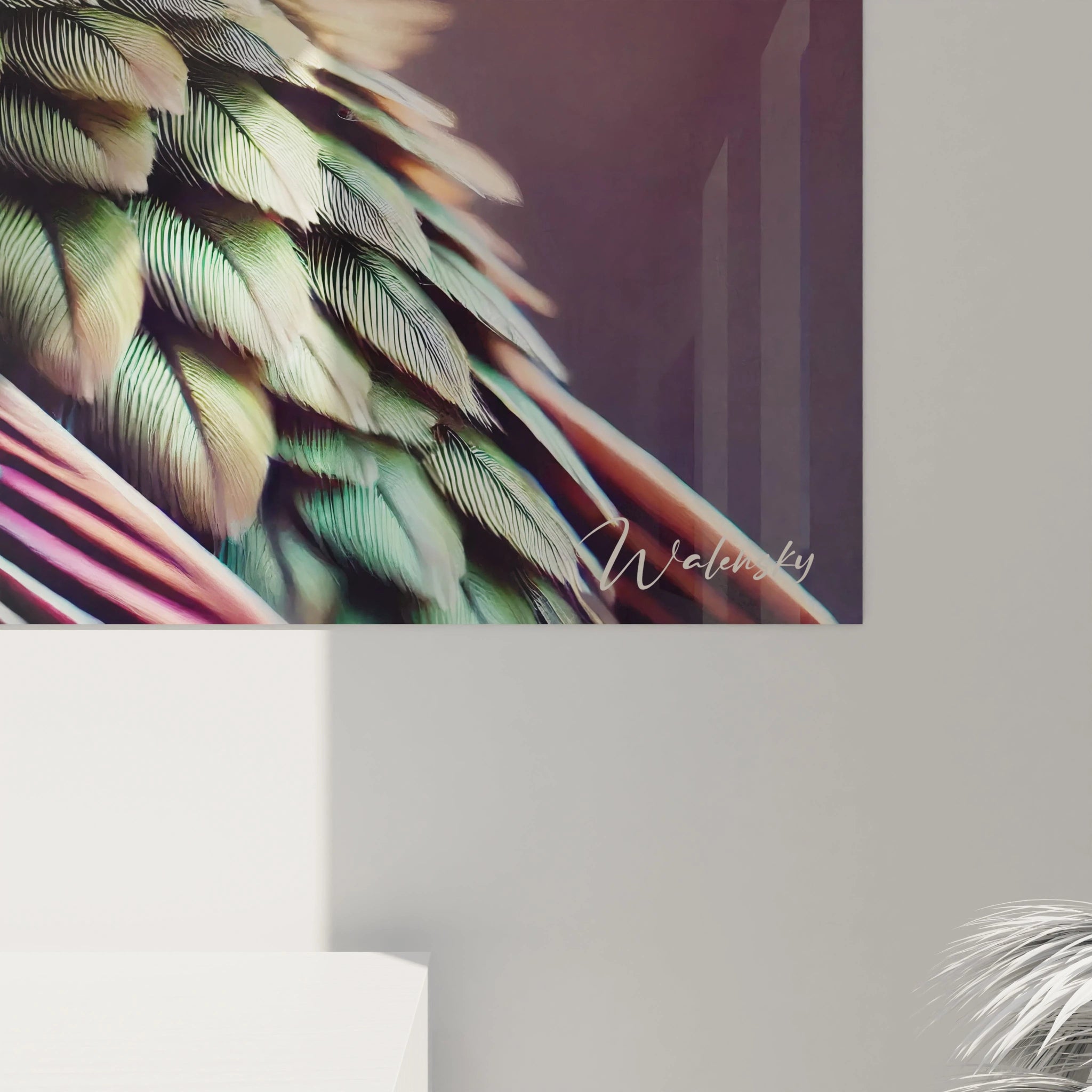 vue rapprochee d un tableau colibri realiste qui revele chaque detail de plume parfait pour ajouter une touche de nature exotique a votre deco energie et mouvement garantis