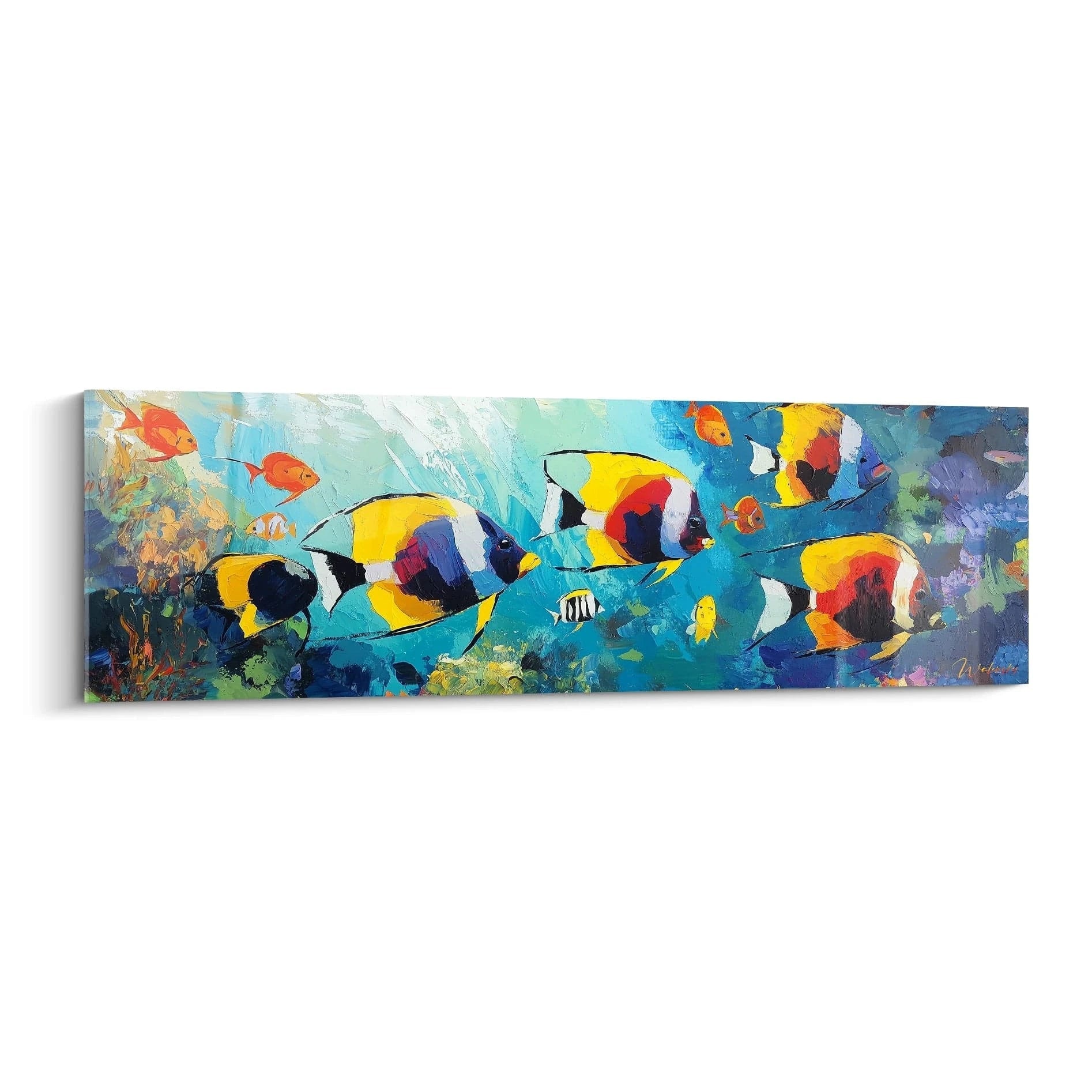 Tableau poisson ange coloré Walensky dans un décor sous-marin vibrant avec poissons tropicaux