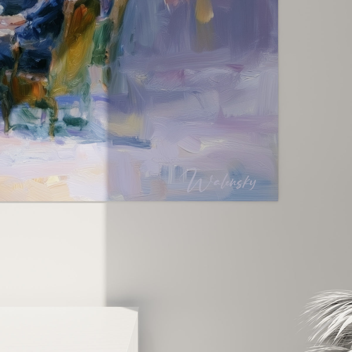 Empâtements colorés révélant la matière picturale de ce tableau poker aux nuances violettes et dorées