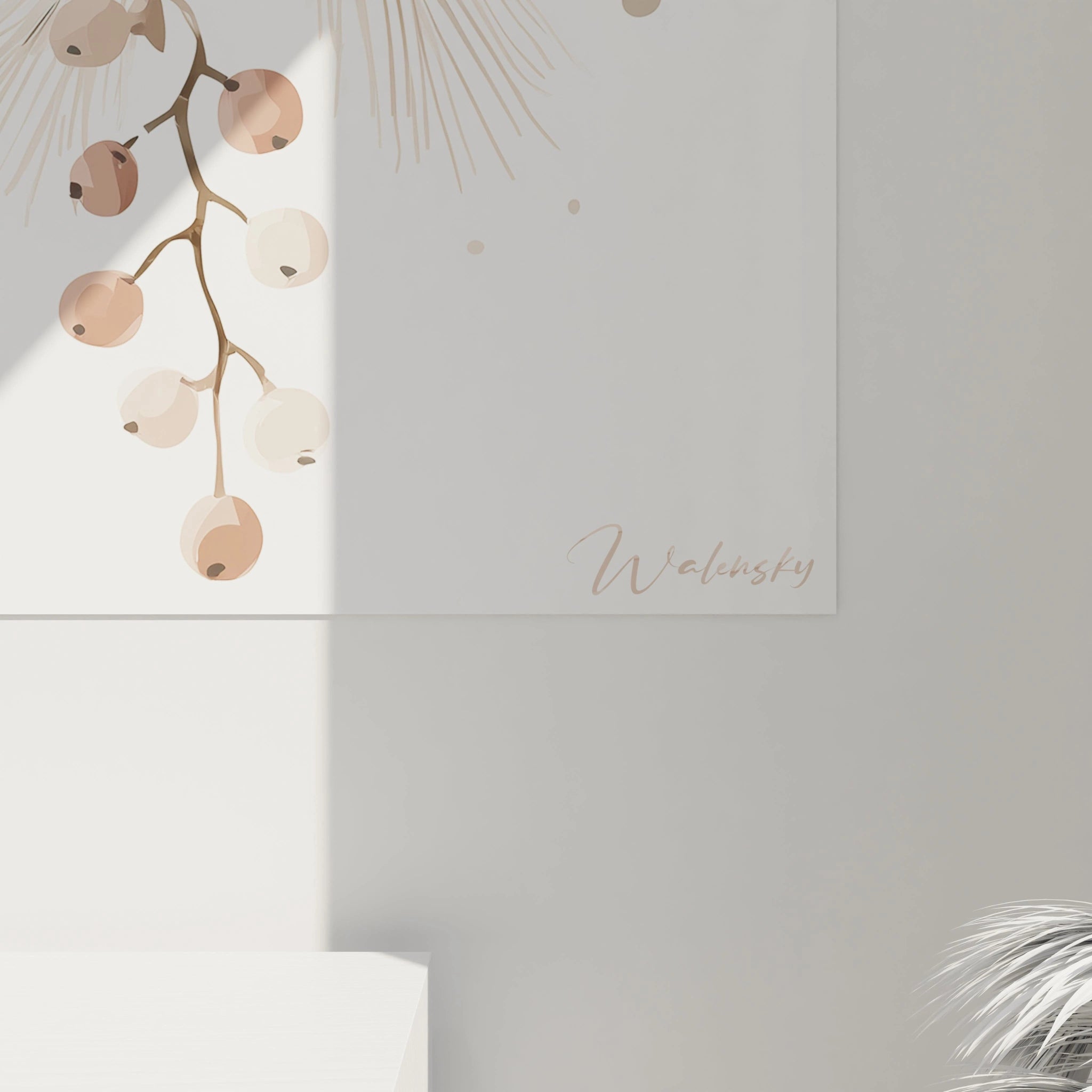 Tableau mural décoratif Walensky avec motif de pomme de pin Noël en couleurs douces