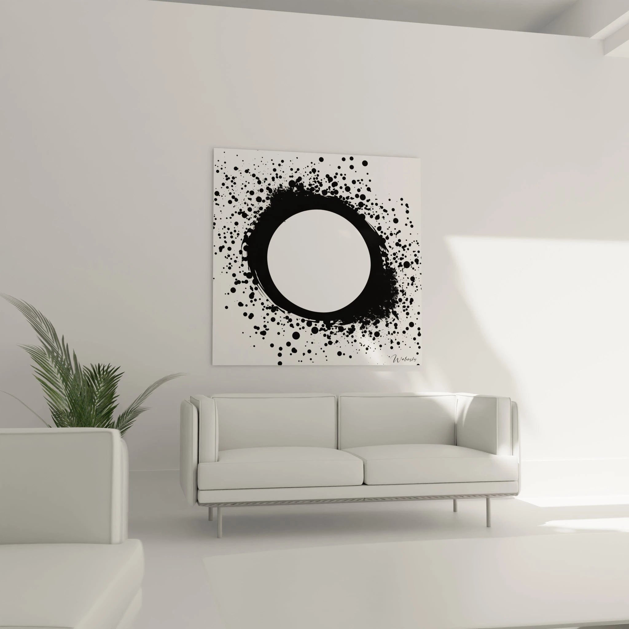 Tableau tacheté noir et blanc Walensky avec un design moderne pour la décoration intérieure