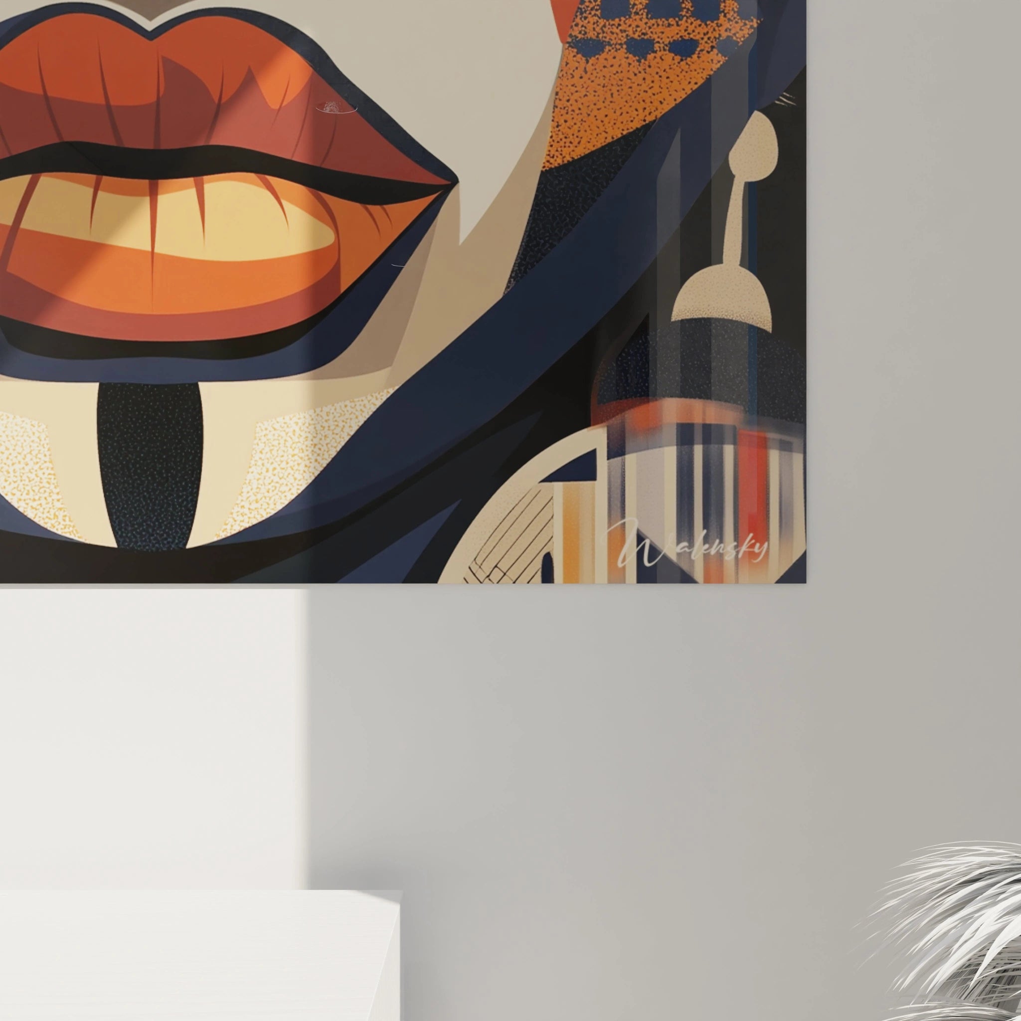 Tableau africain mural signé Walensky représentant des pieds artistiques en nuances de beige et marron