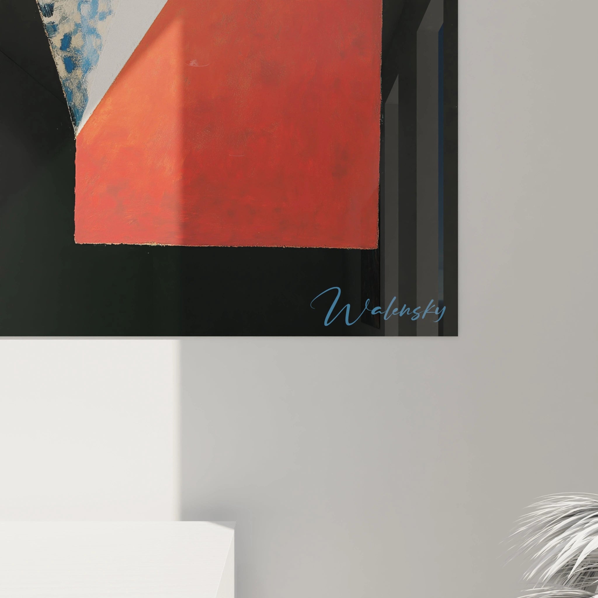 Tableau mural Walensky tableau constructivisme portrait detail abstrait geometrique rouge noir coin signe decoration murale