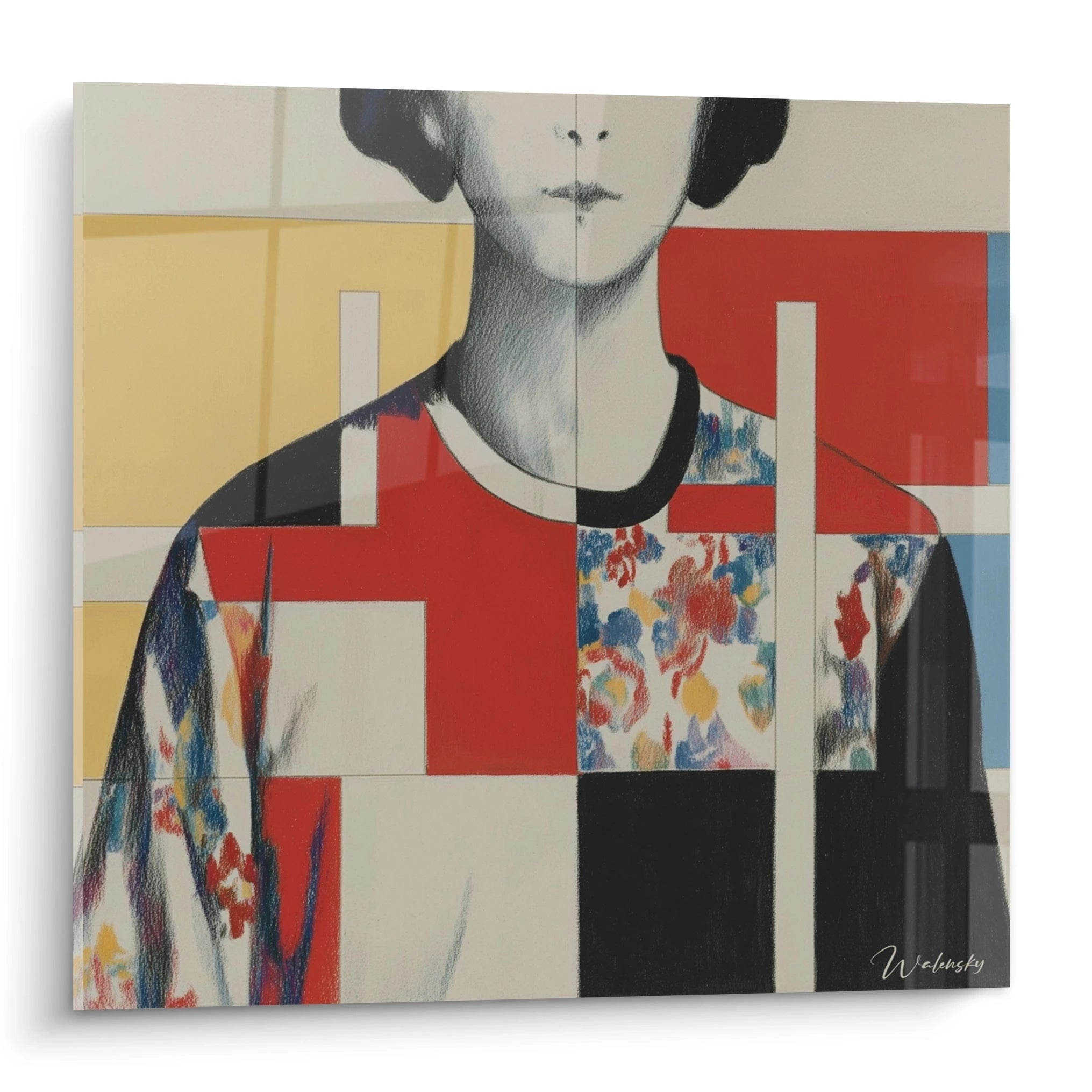 Tableau mural Walensky portrait féminin fragmenté en blocs géométriques colorés tableau architecture humaine constructivisme