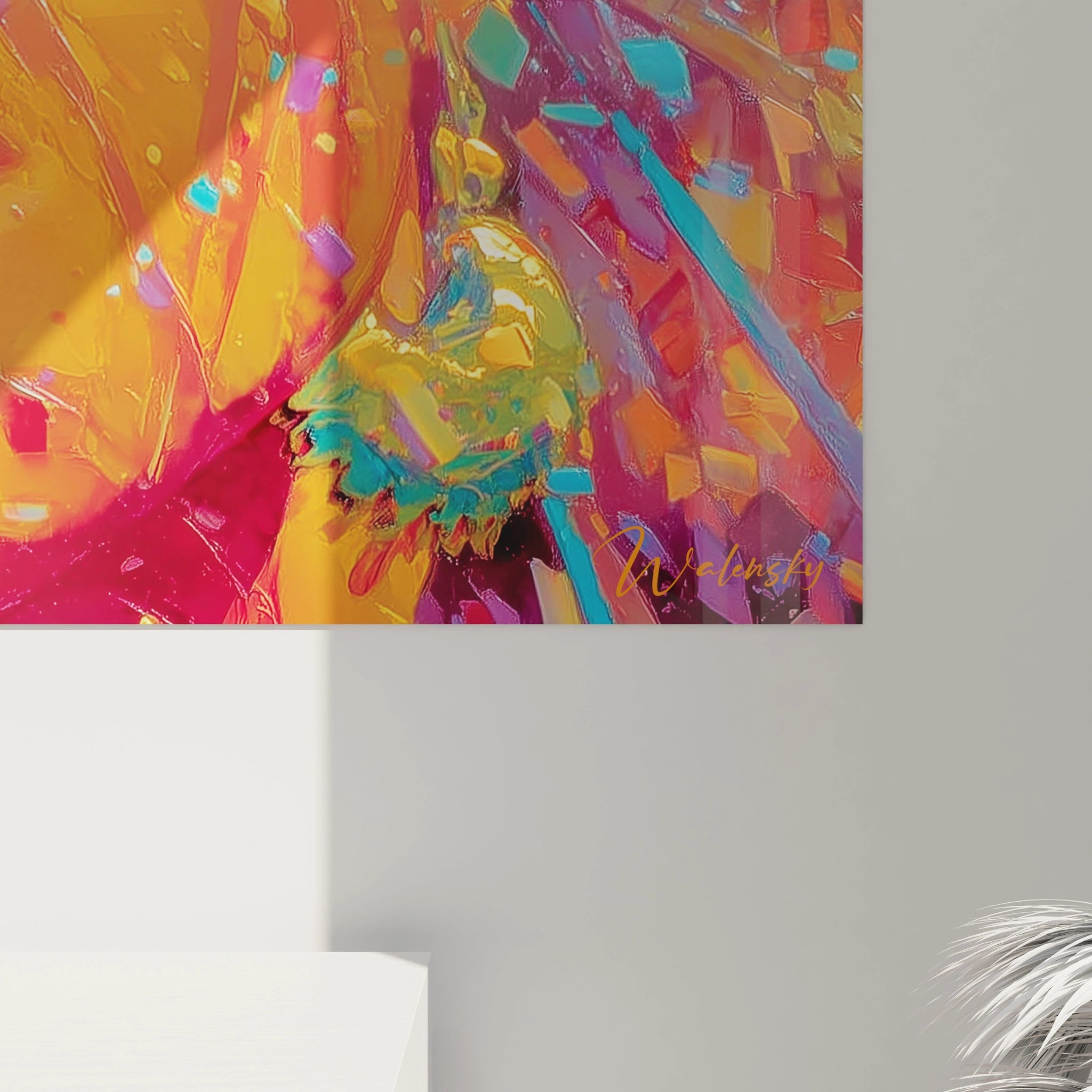 Tableau portrait femme africaine multicolore de Walensky avec des couleurs vives et des textures artistiques