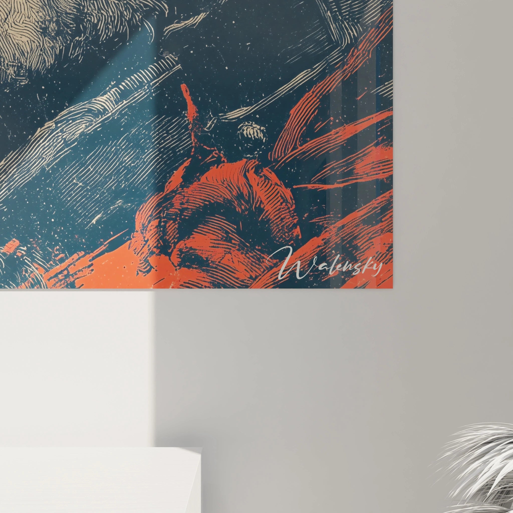 Tableau mural Walensky montrant un tableau portrait barbu révolution française stylisé bleu et orange