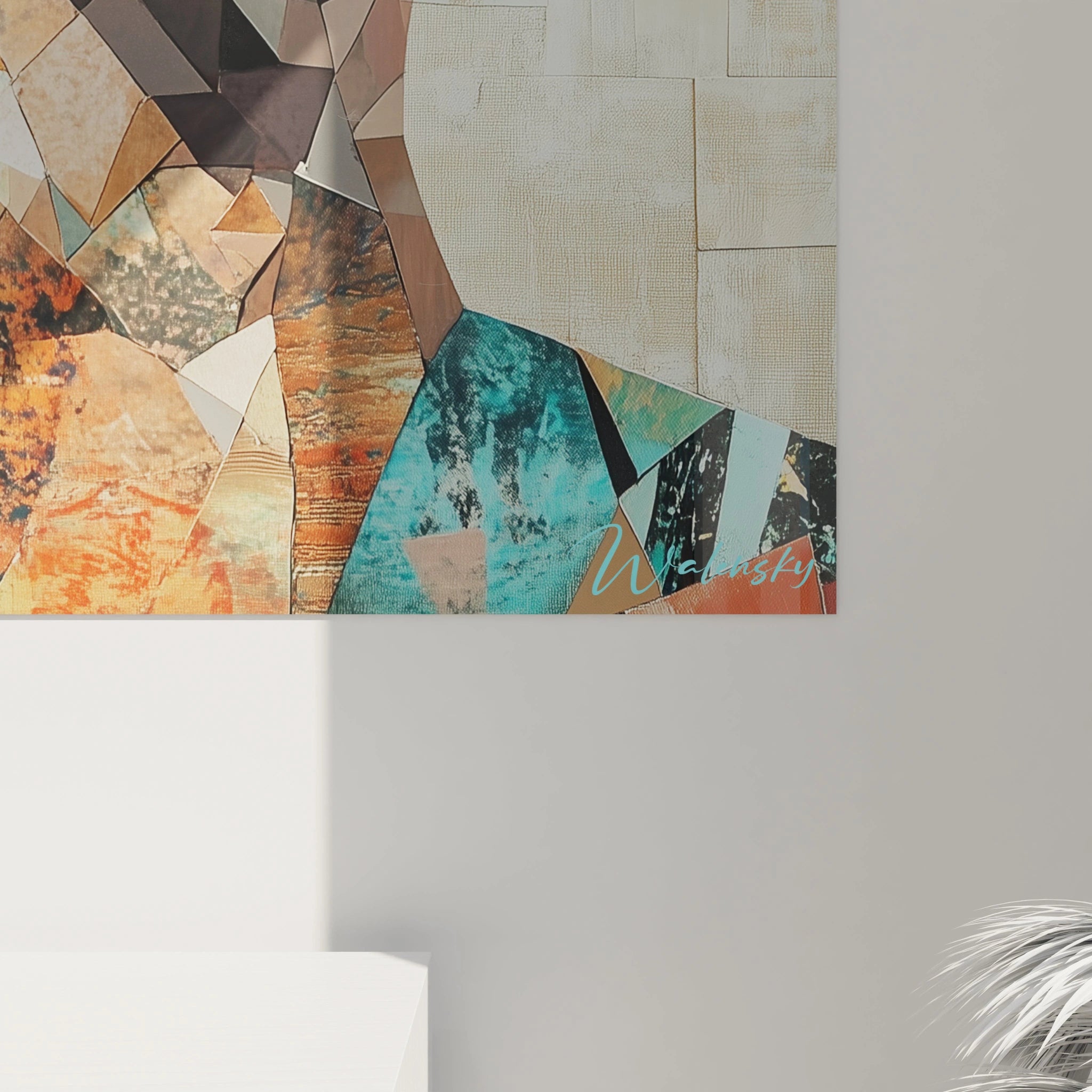 Tableau Egypte mural Walensky aux formes géométriques multicolores pour décoration intérieure