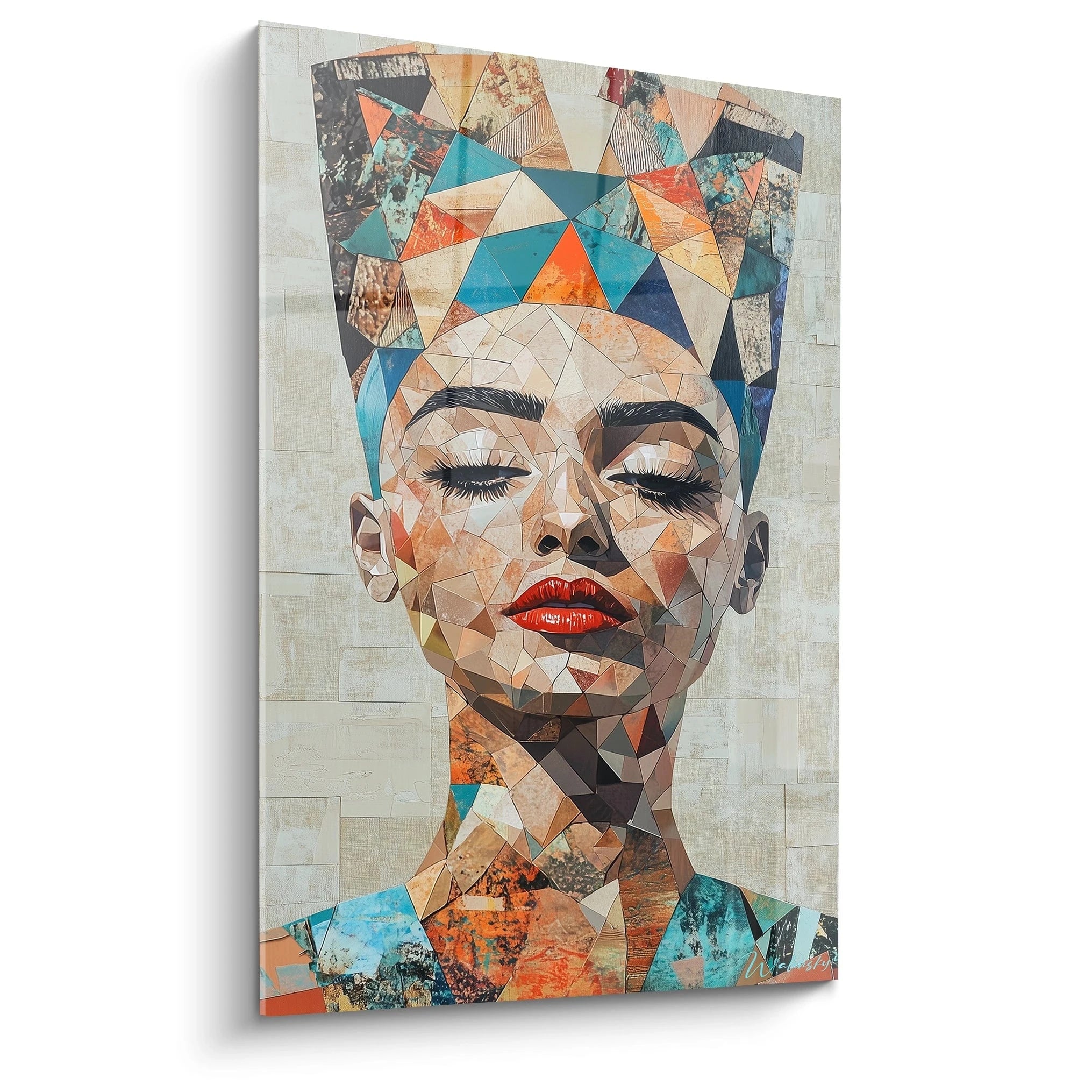 Tableau mural Egypte Walensky portrait femme en style géométrique avec couleurs vives